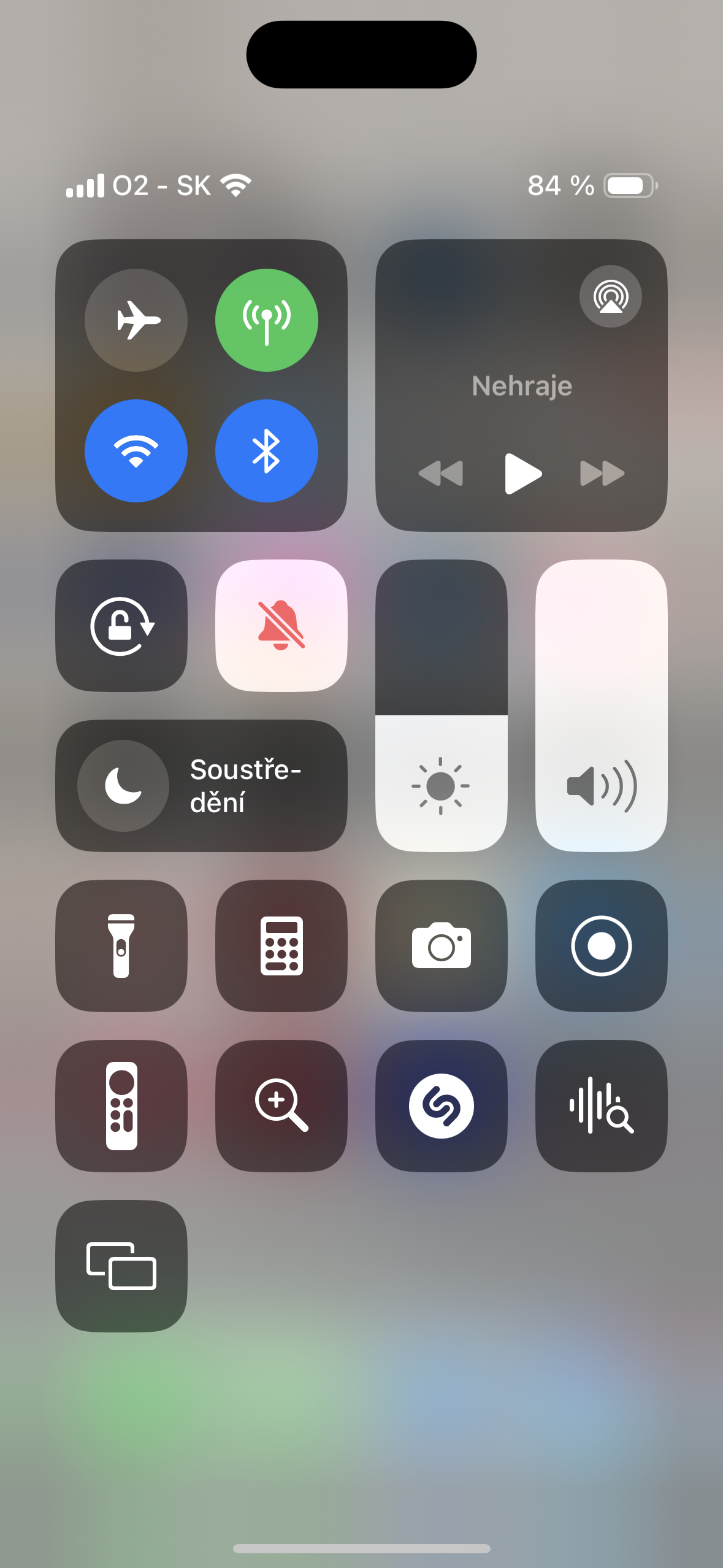 smartphone control center brightness