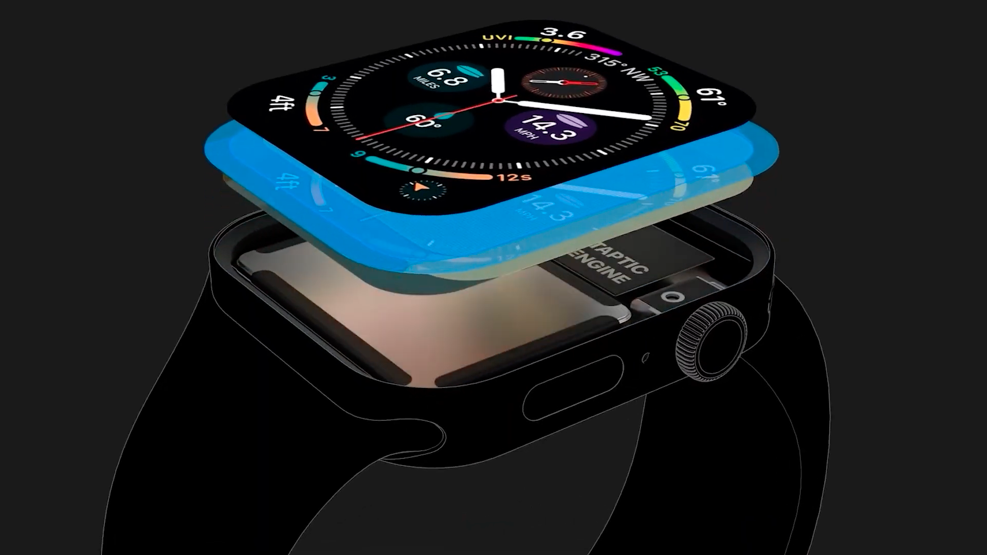 smartwatch display exploded view