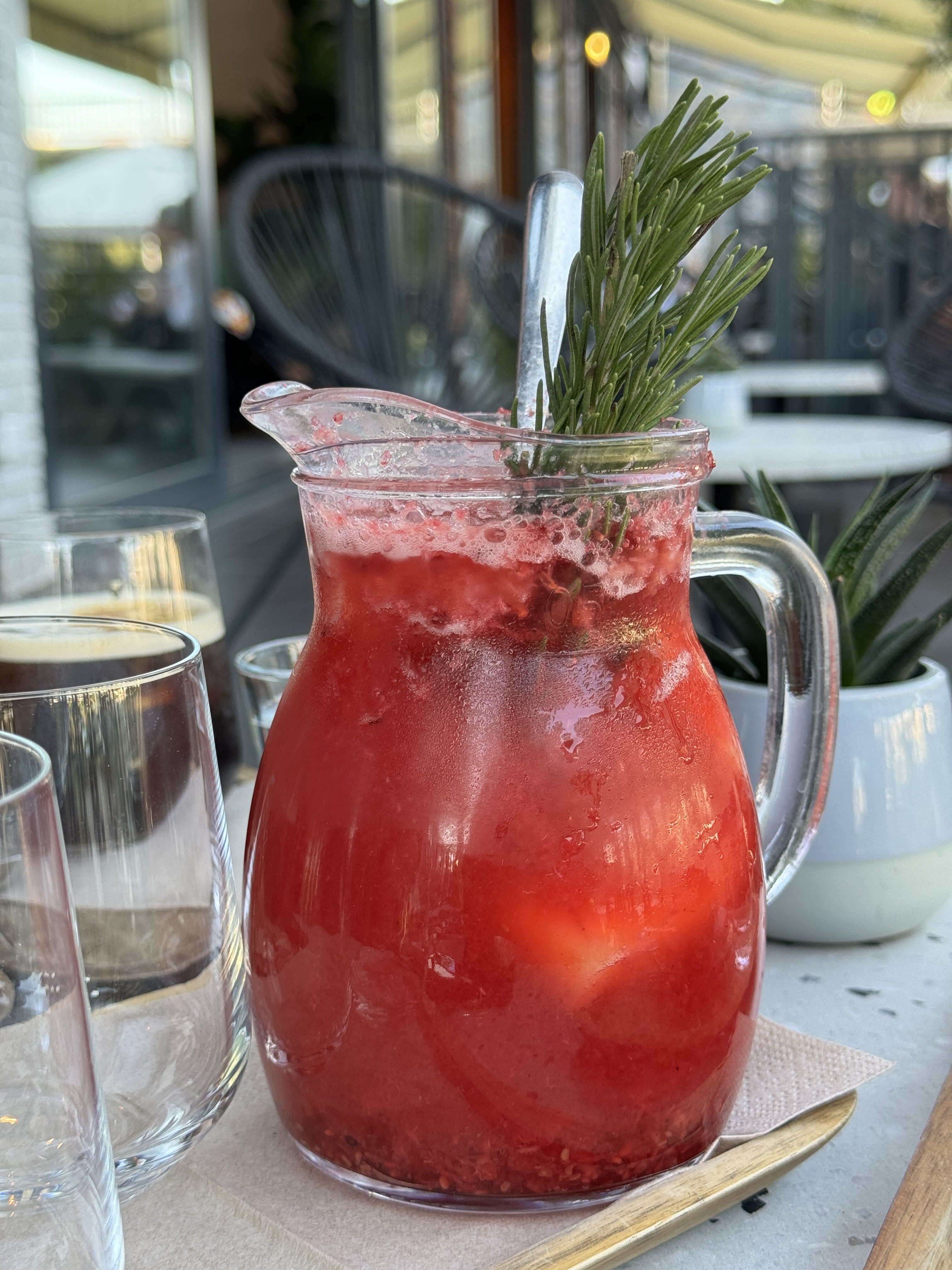 strawberry drink in pitcher