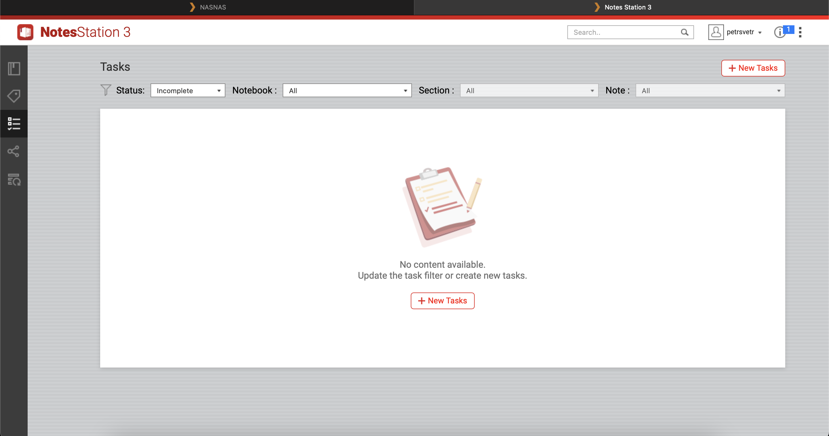 tasks dashboard empty