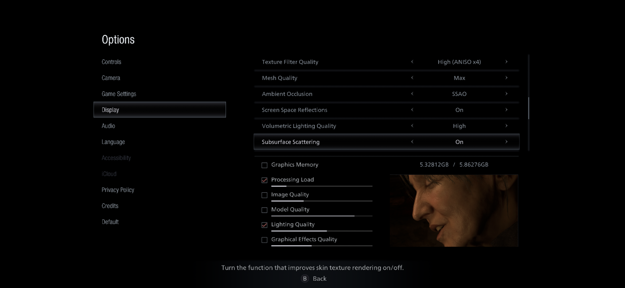 texture rendering settings