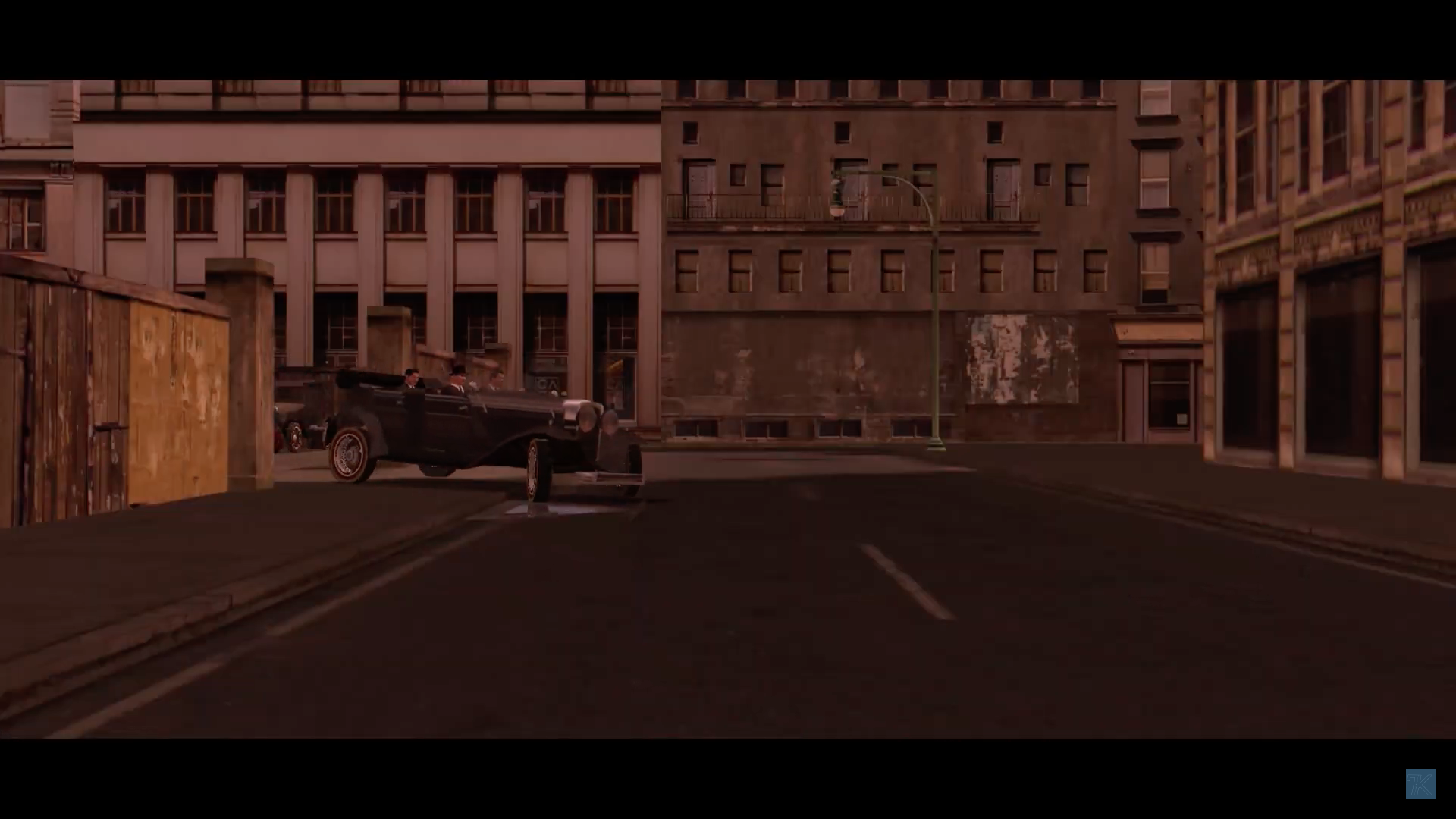 vintage car cityscape