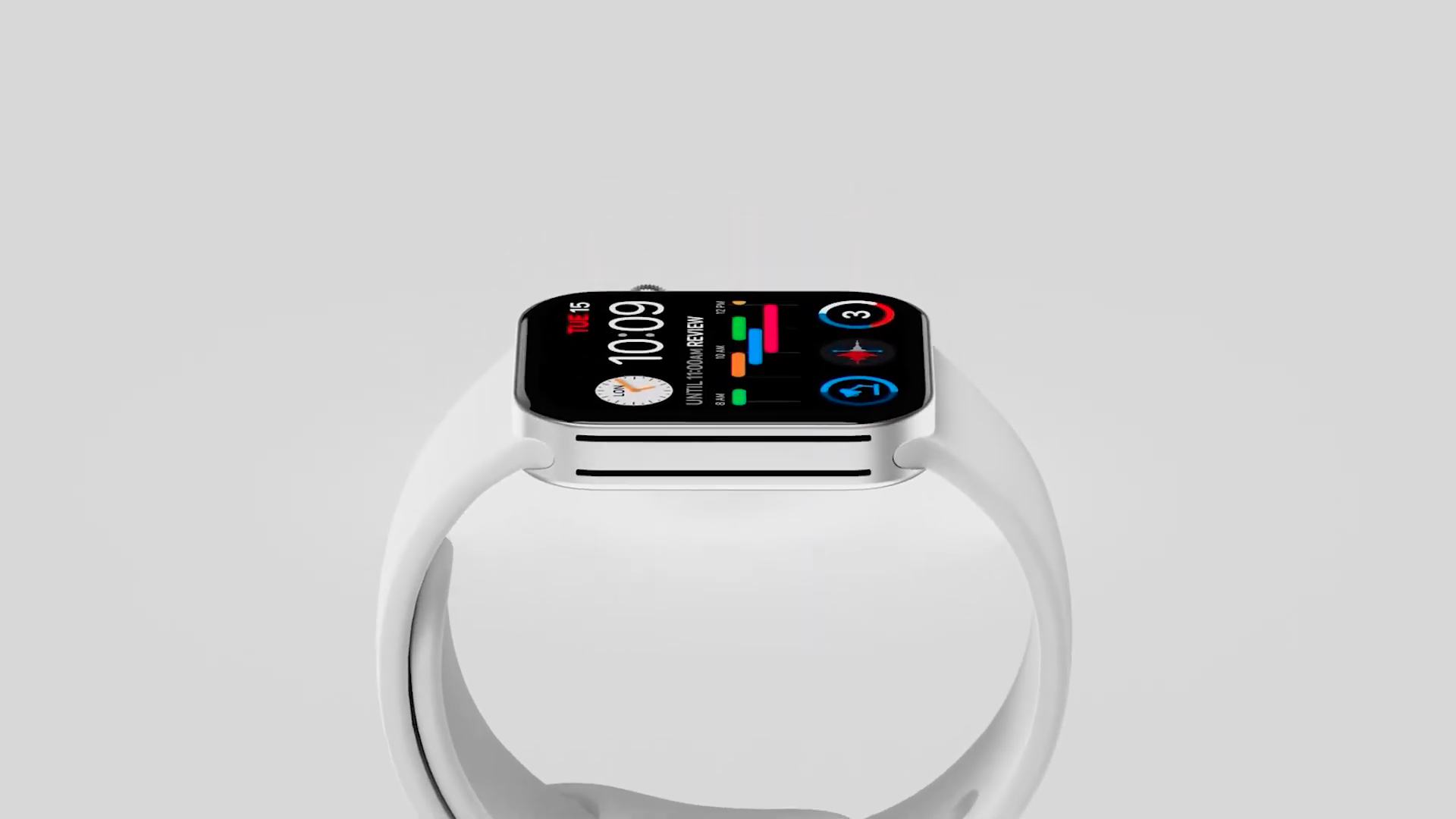 white smartwatch side profile