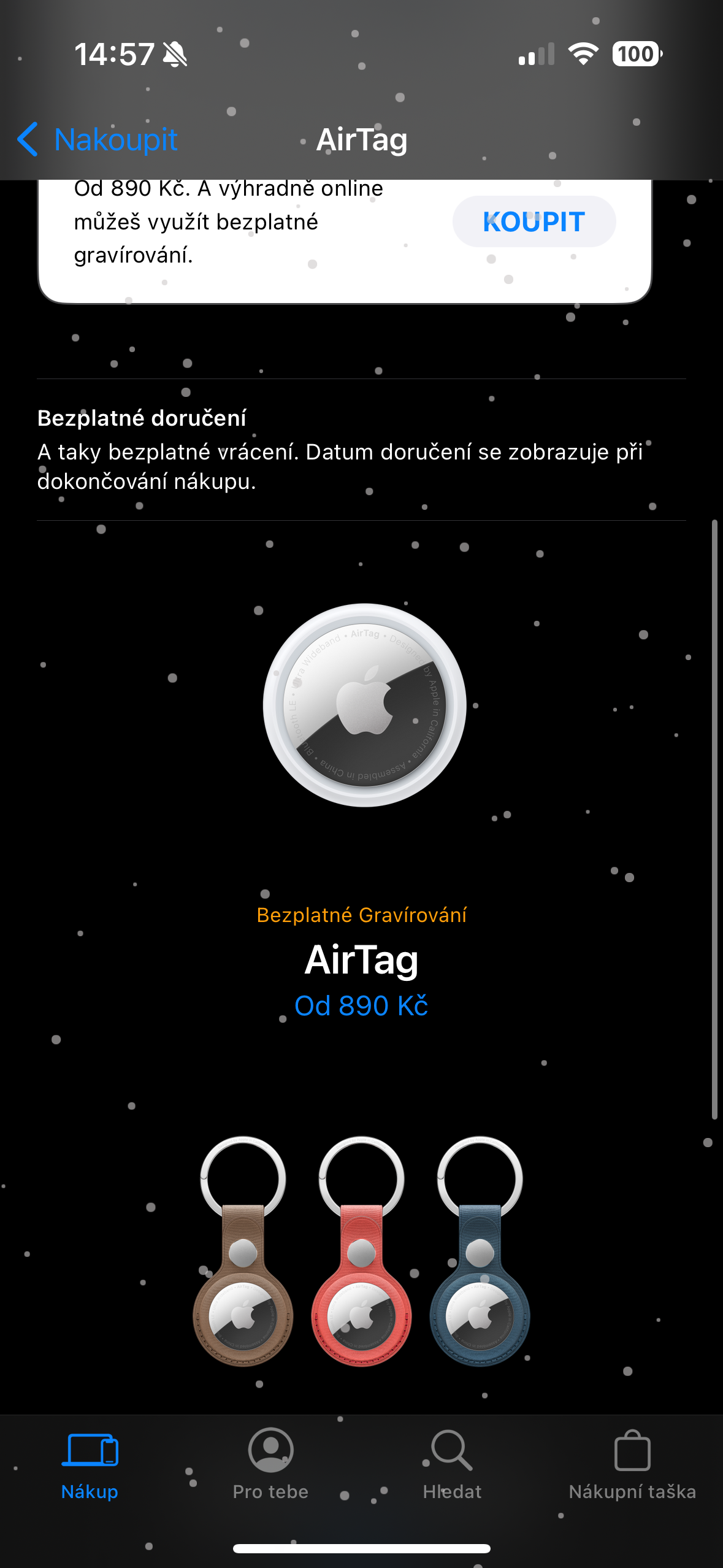airtag purchase screen snow effect