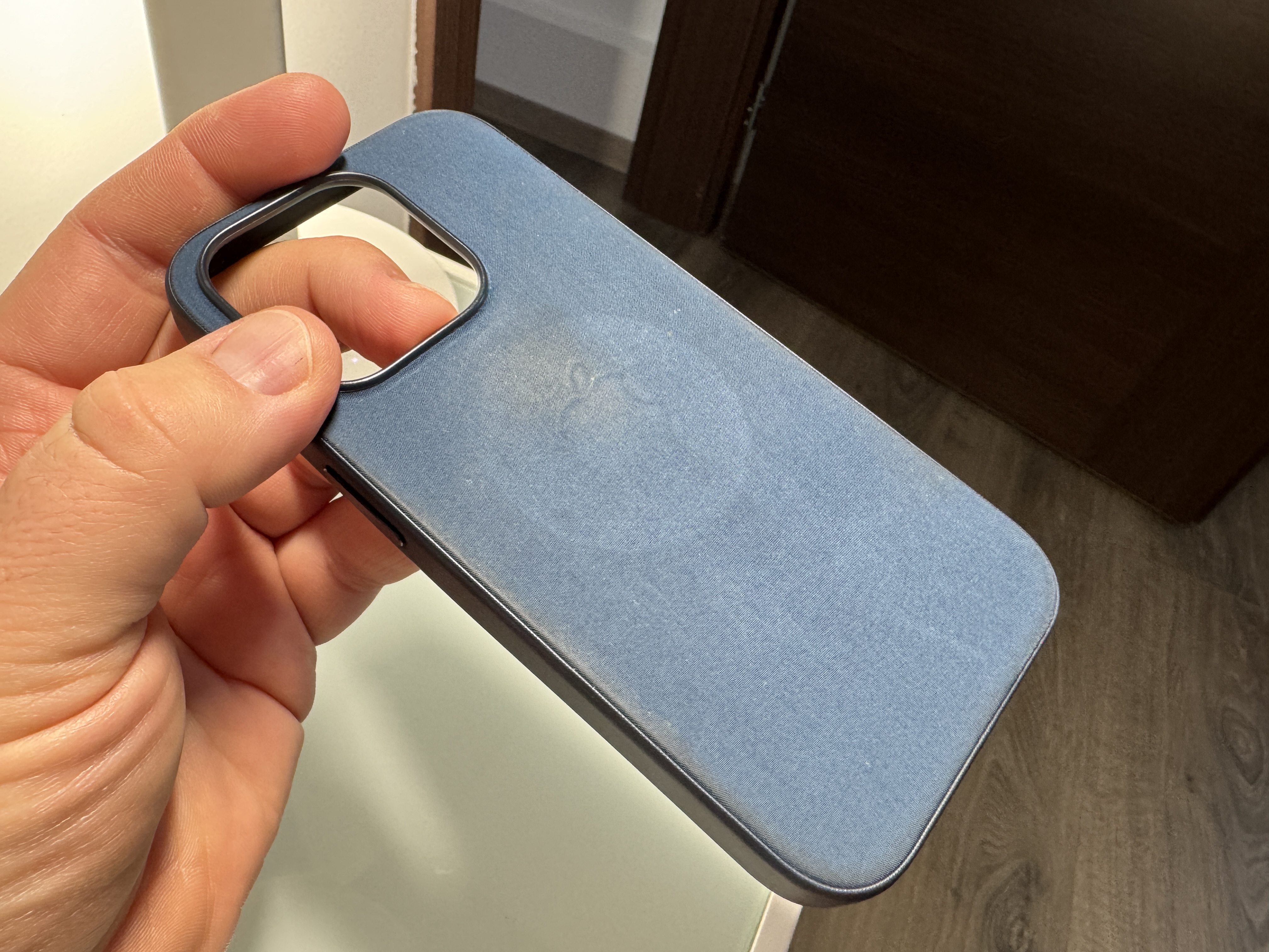 blue phone case closeup