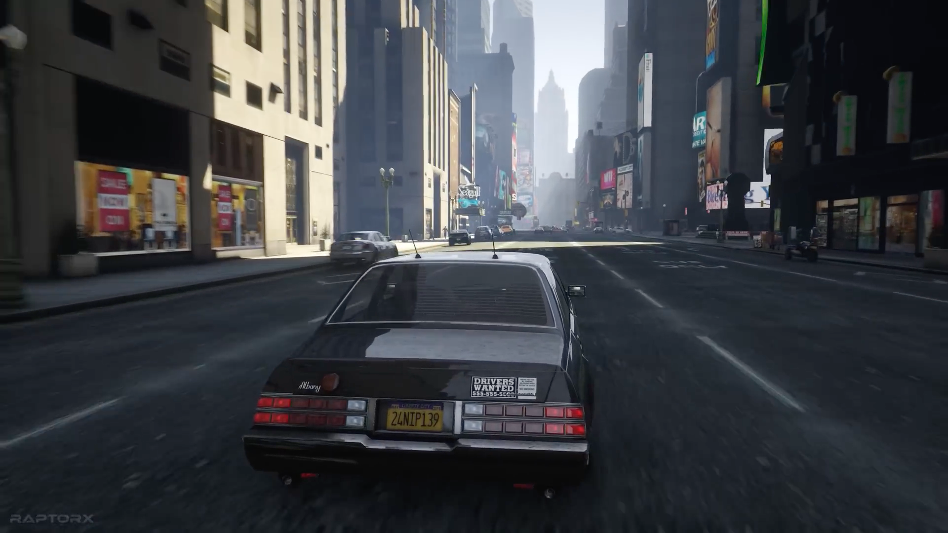 car driving through city