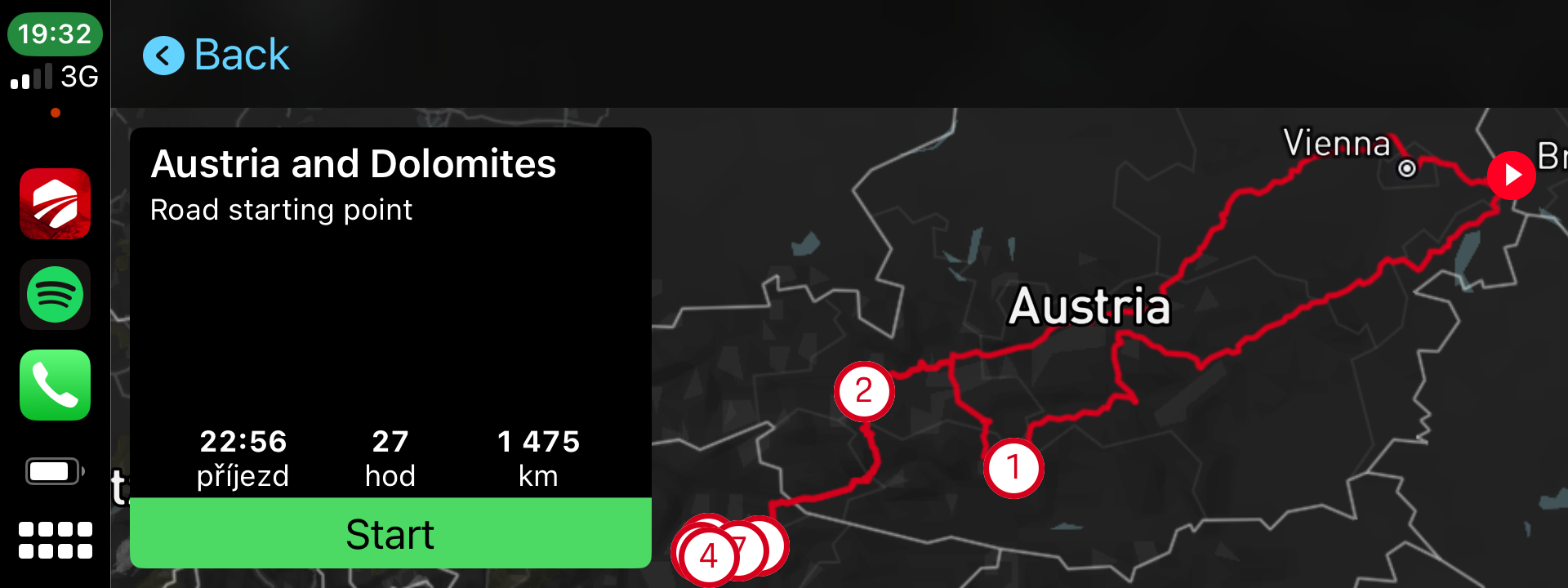 car navigation austria route