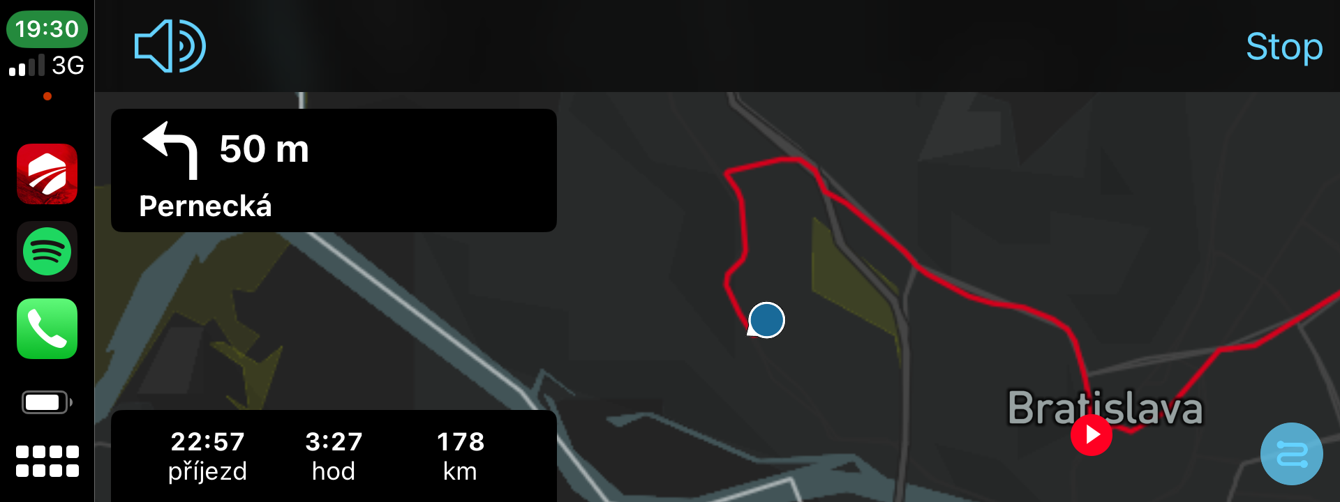 car navigation map bratislava route