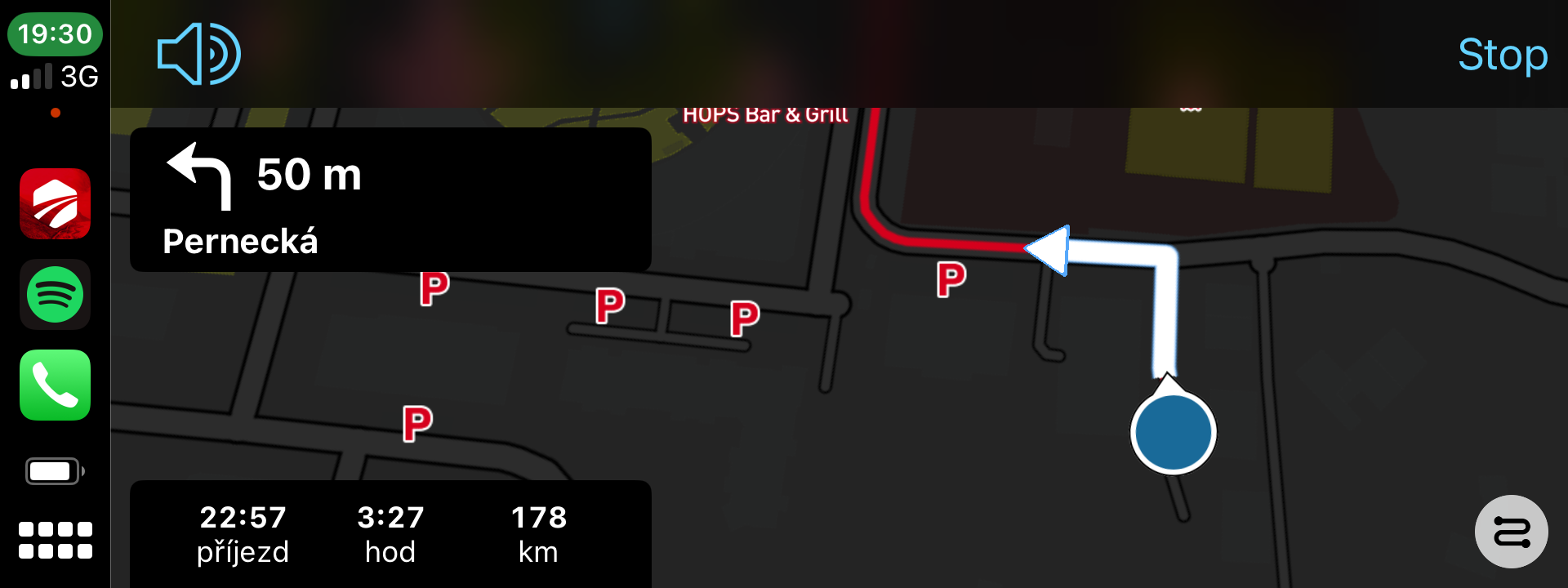 car navigation map with parking