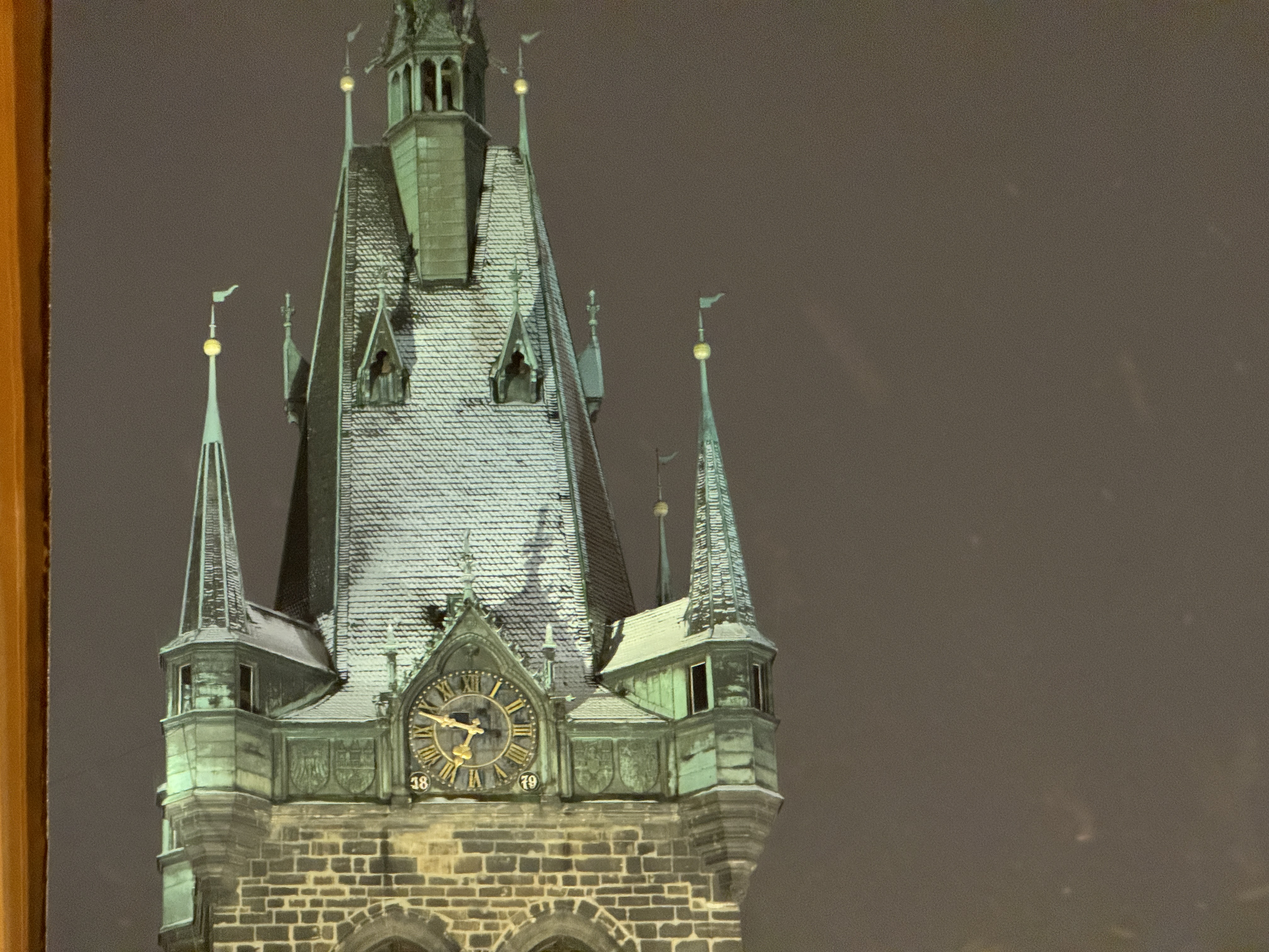 clock tower closeup night