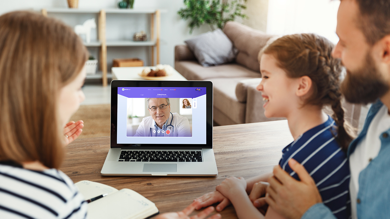 family video call on laptop