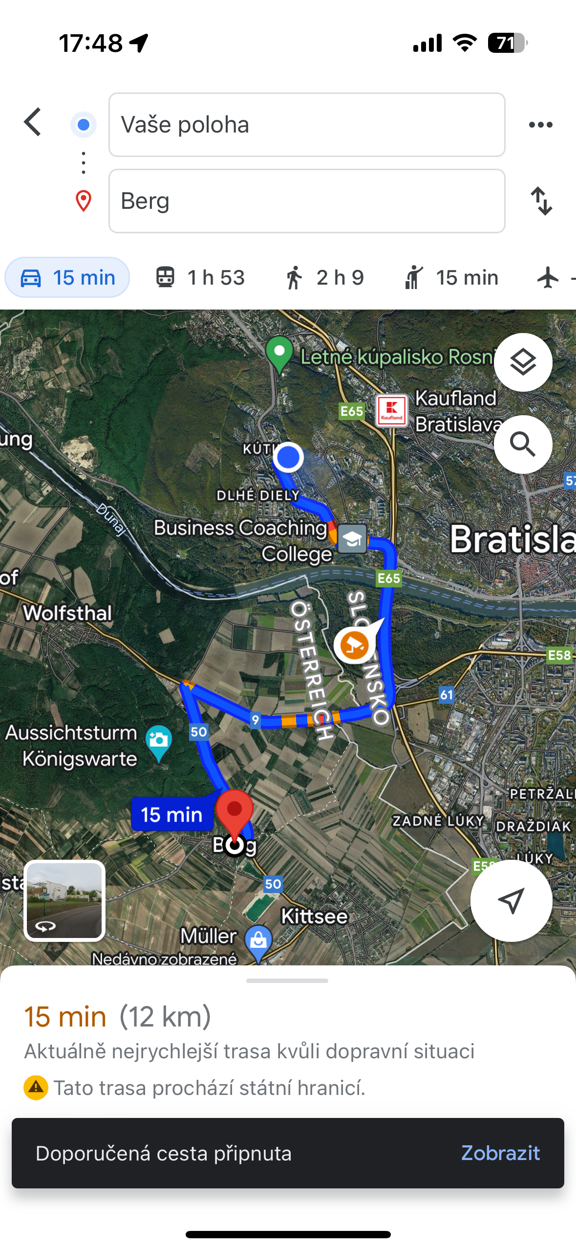 google maps route bratislava