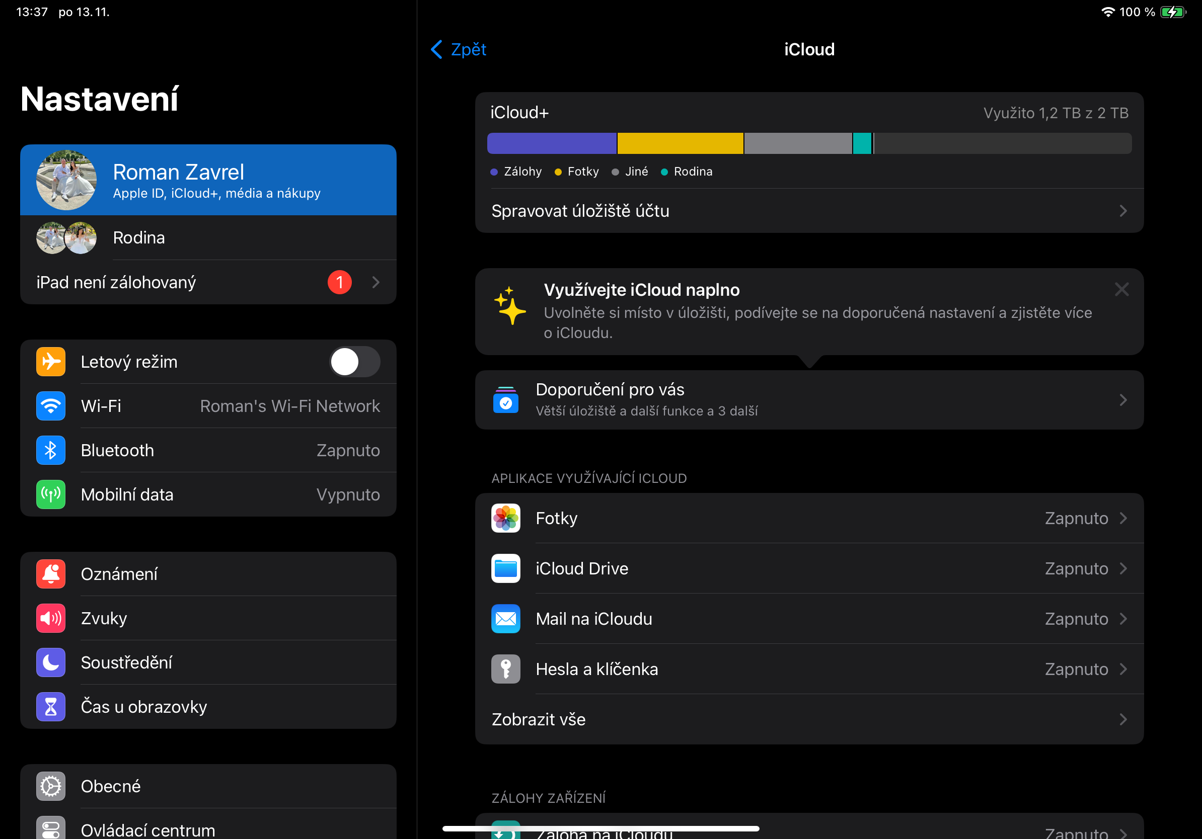 icloud settings on device