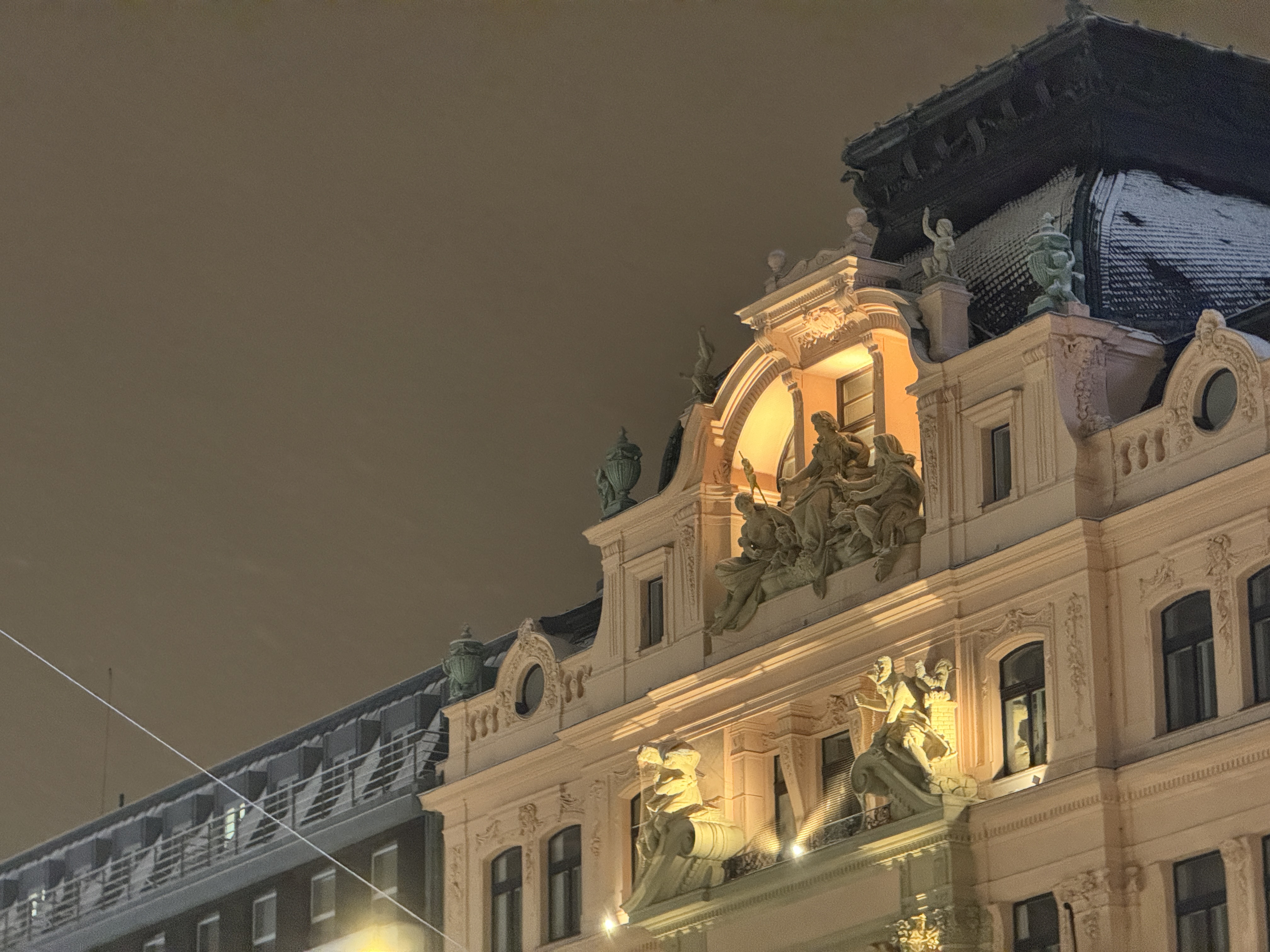 illuminated building sculptures night