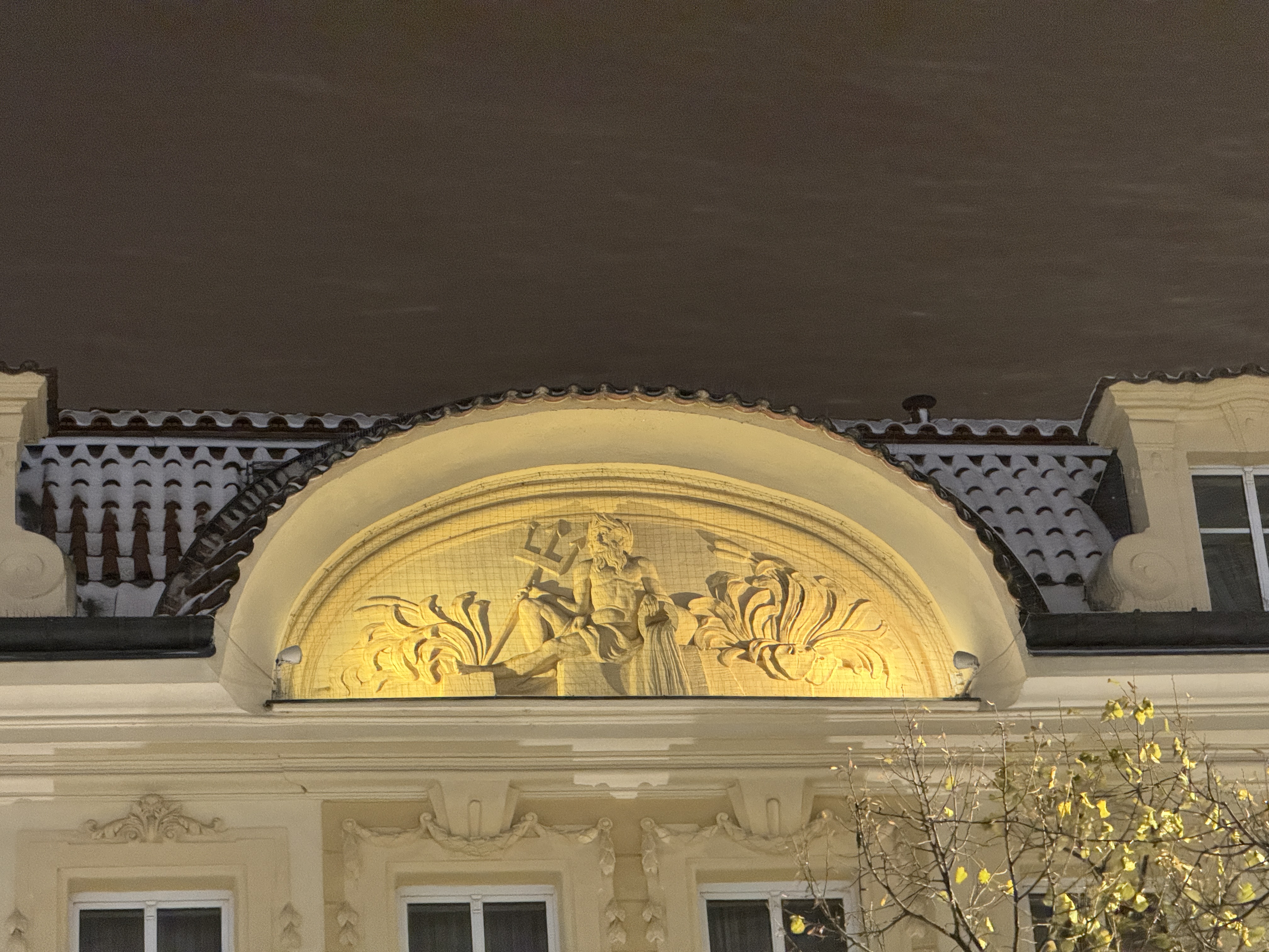 illuminated rooftop sculpture night