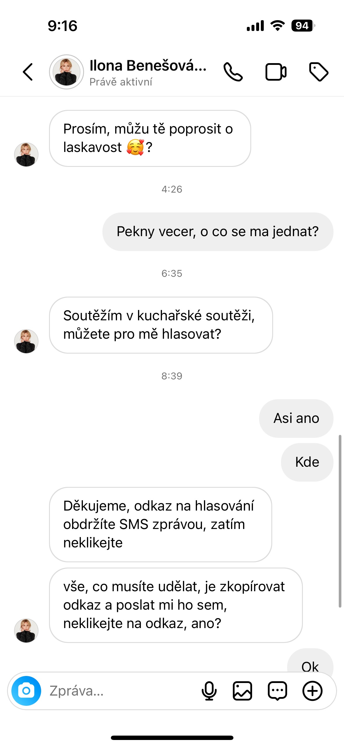 instagram chat conversation