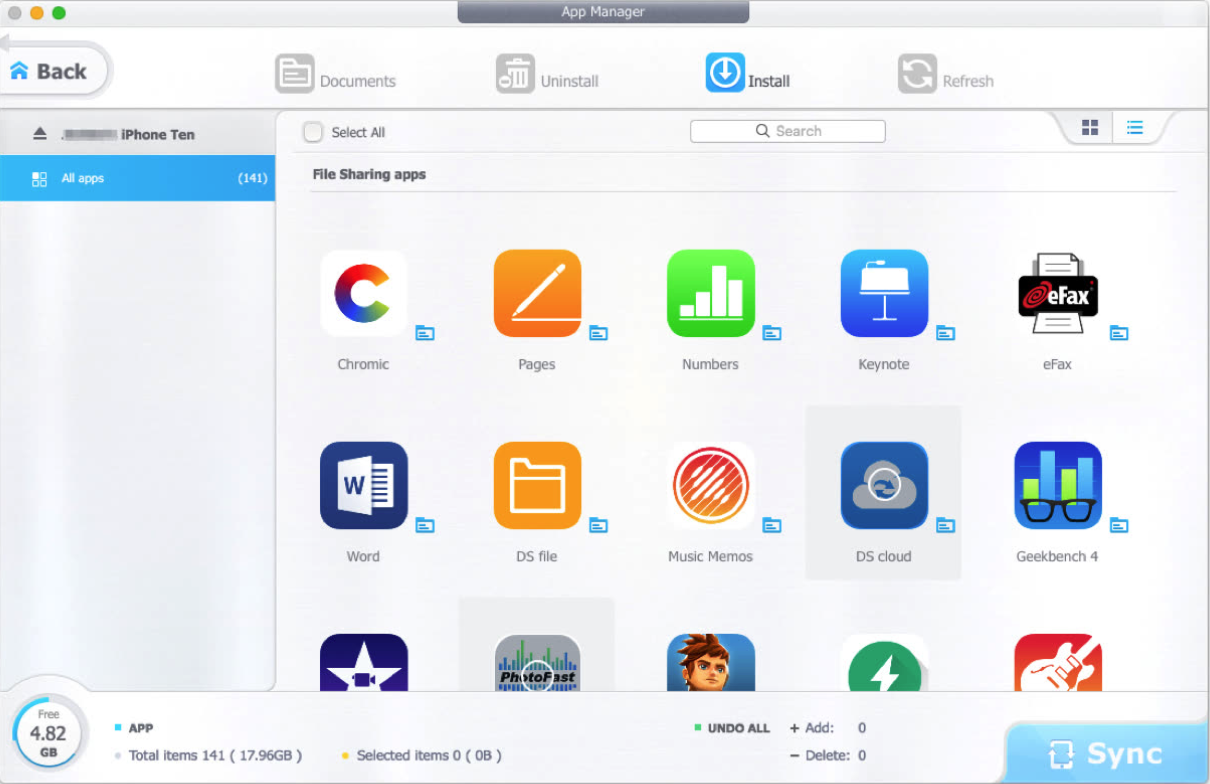 iphone app manager interface