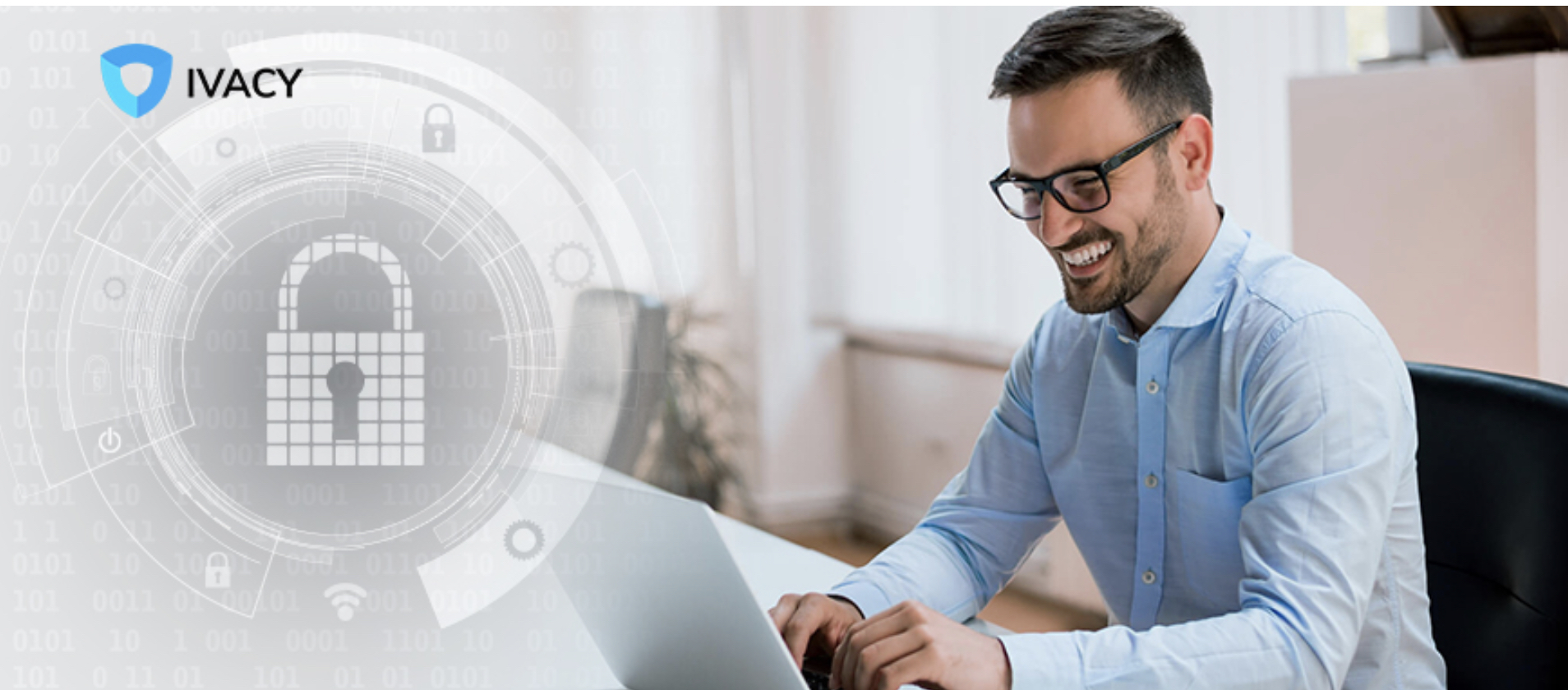 man using laptop security