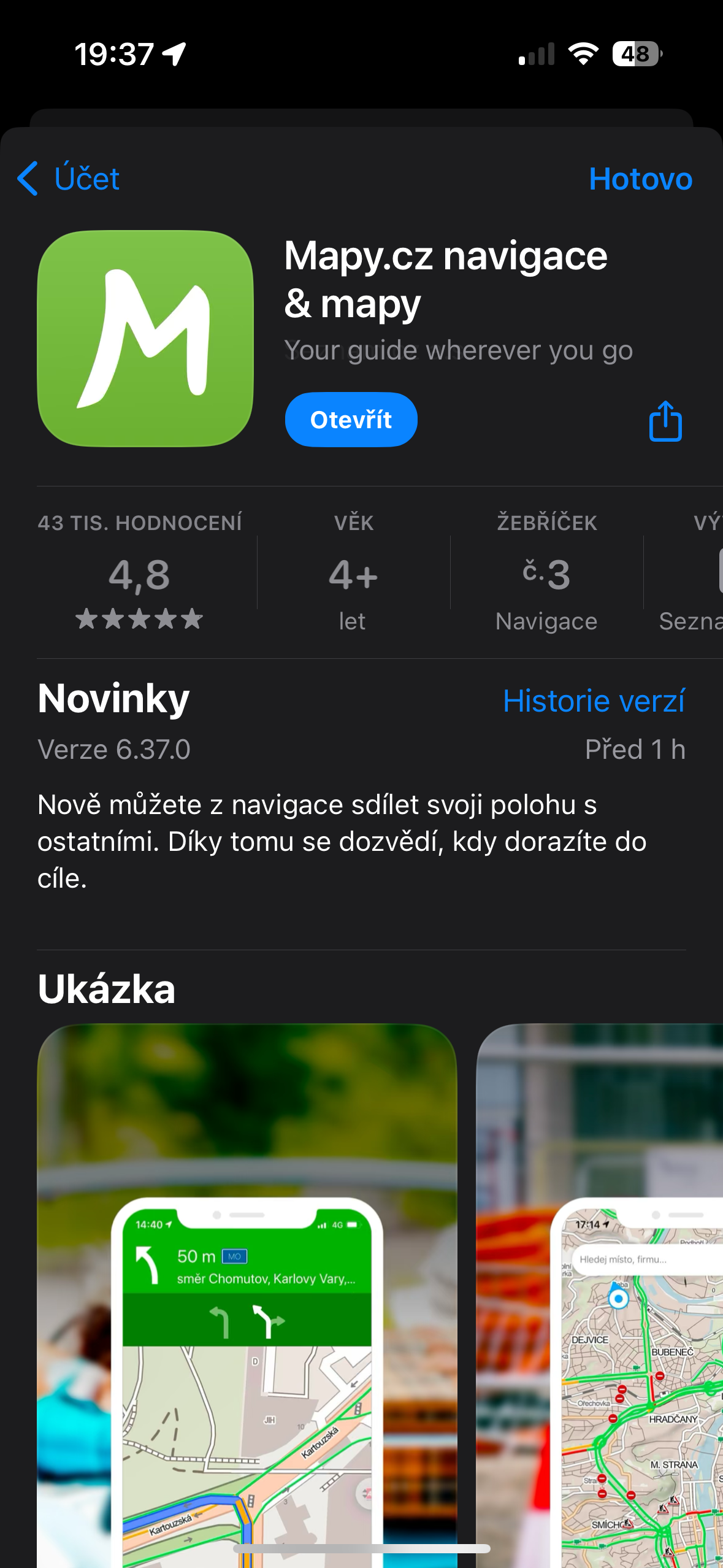 mapy cz app store page