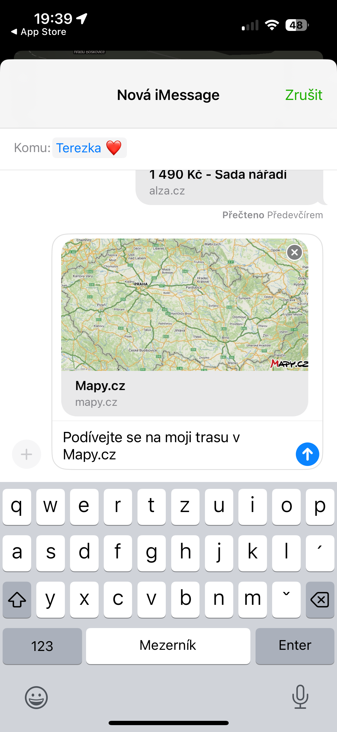 mapy cz imessage map
