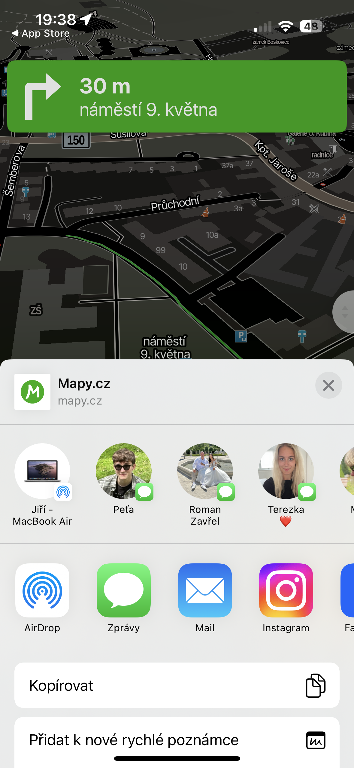 mapy cz navigation sharing