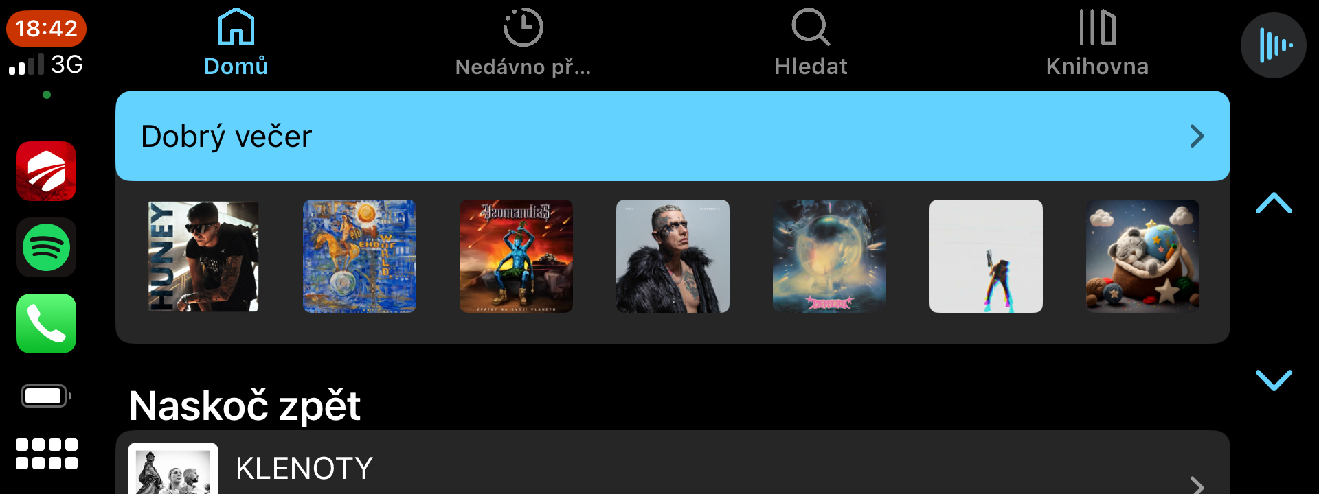 music app home screen evening