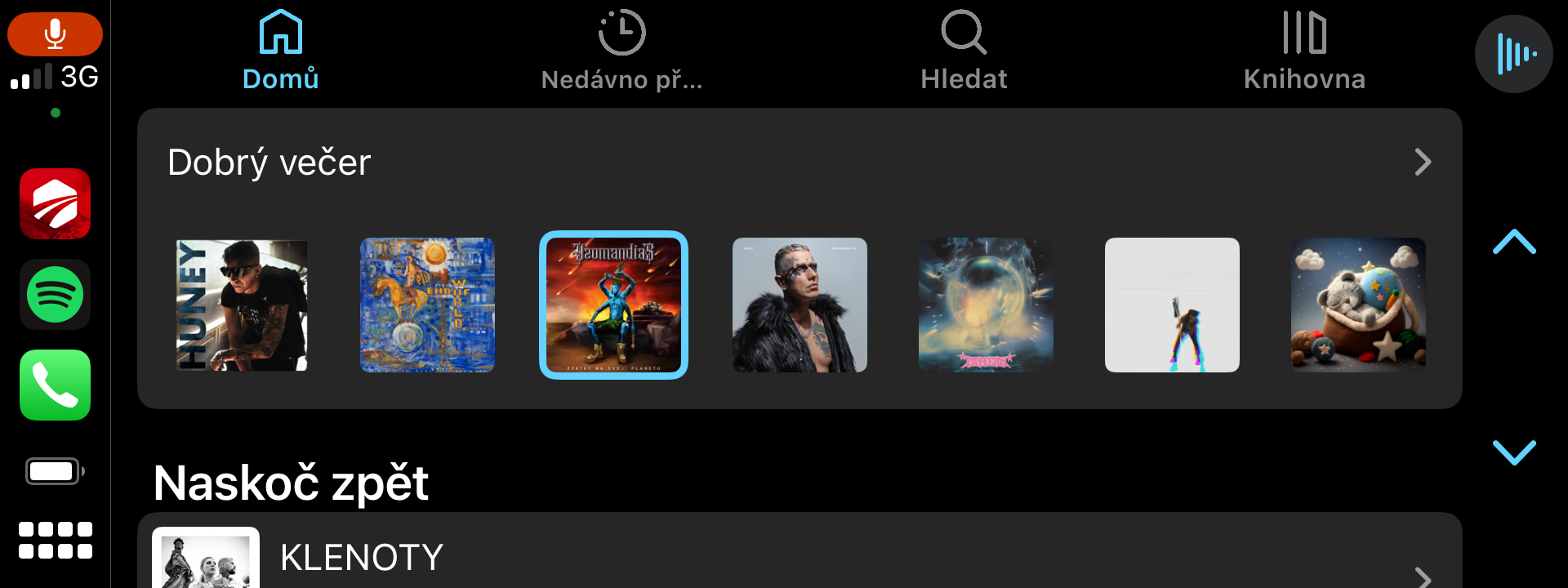 music app home screen