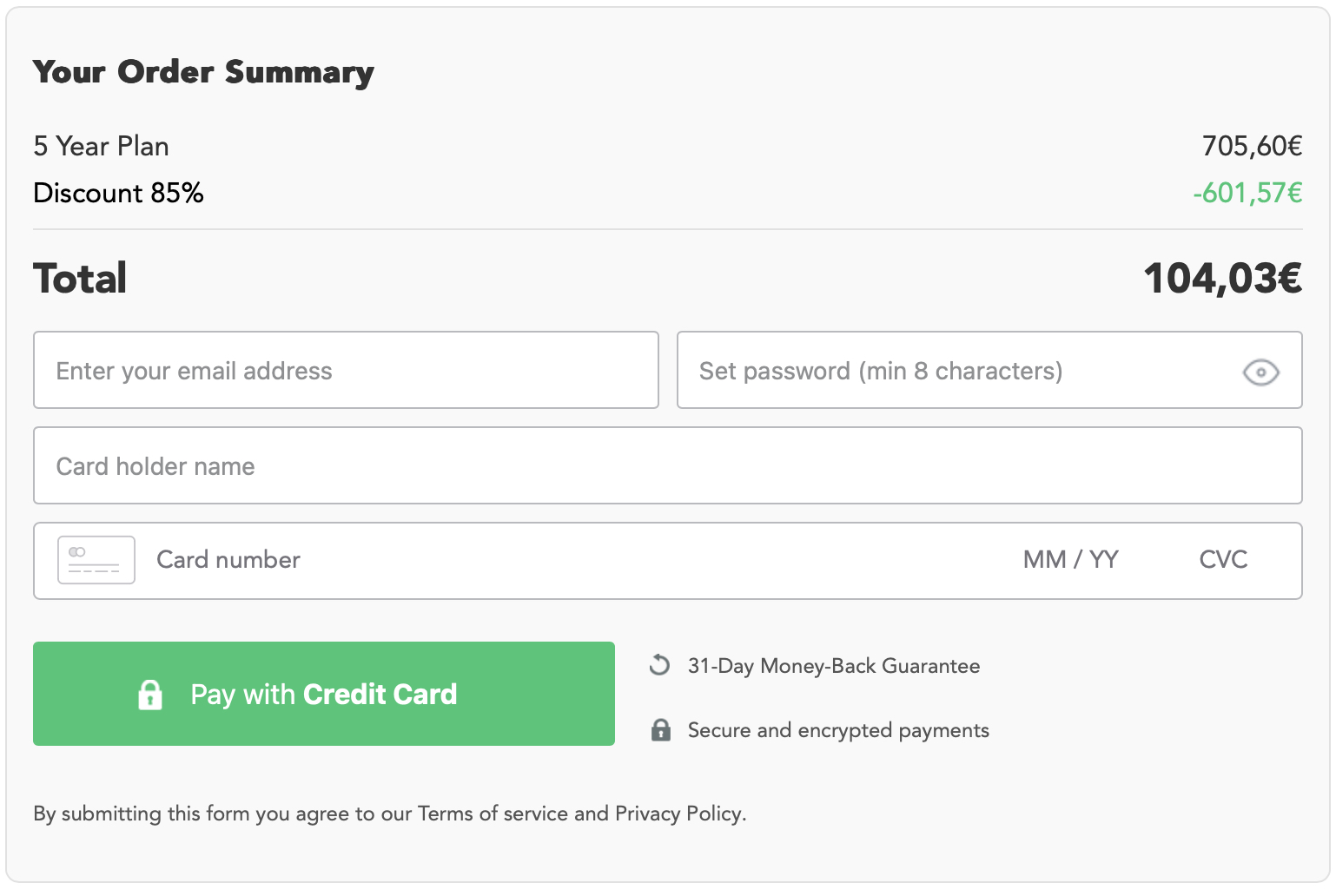 online order summary