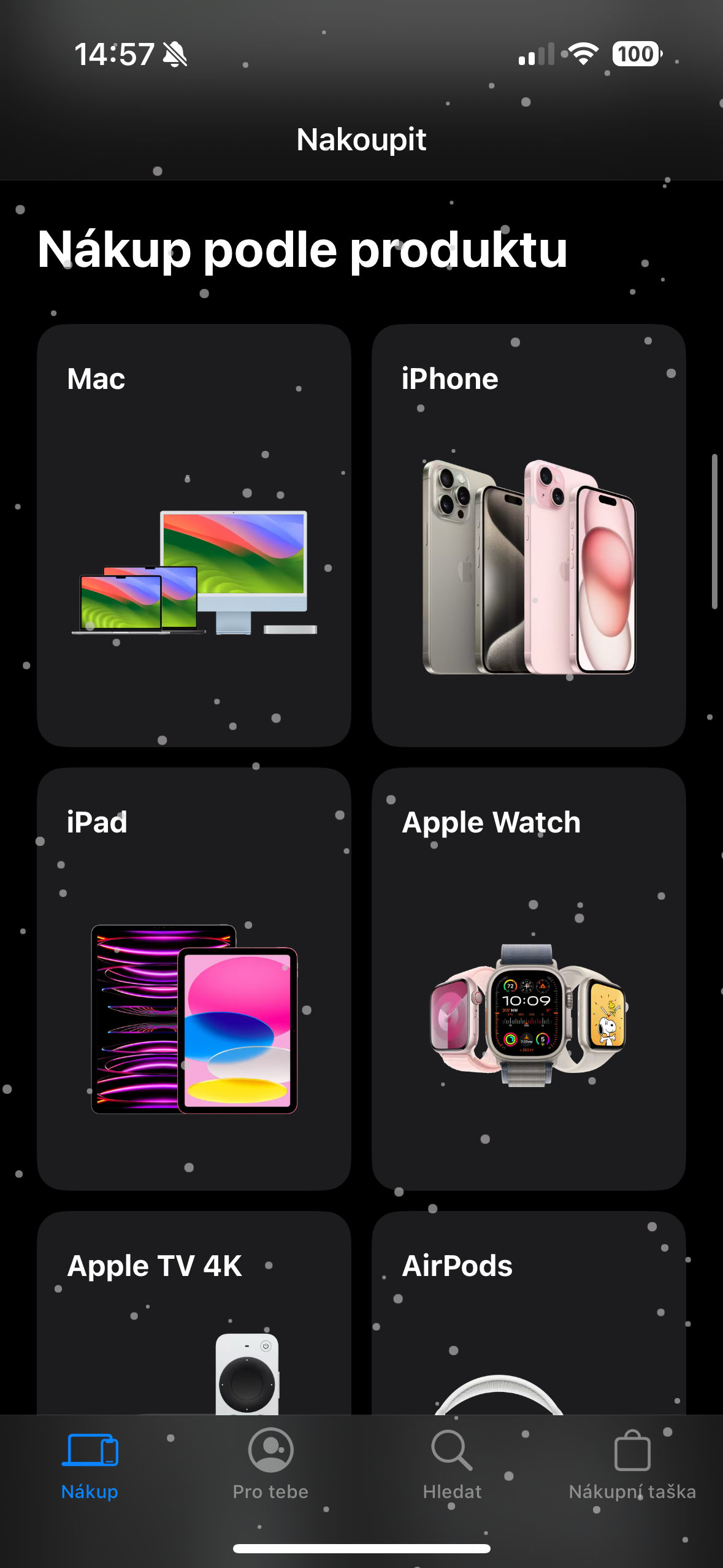 product shopping options snow effect