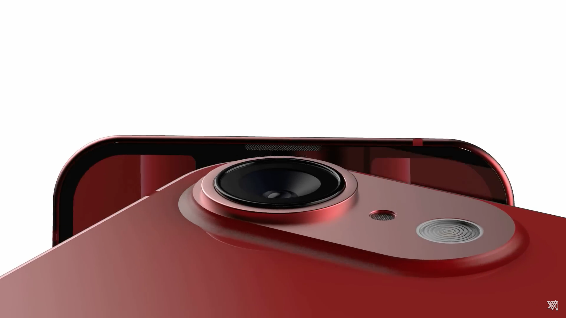 red smartphone camera detail