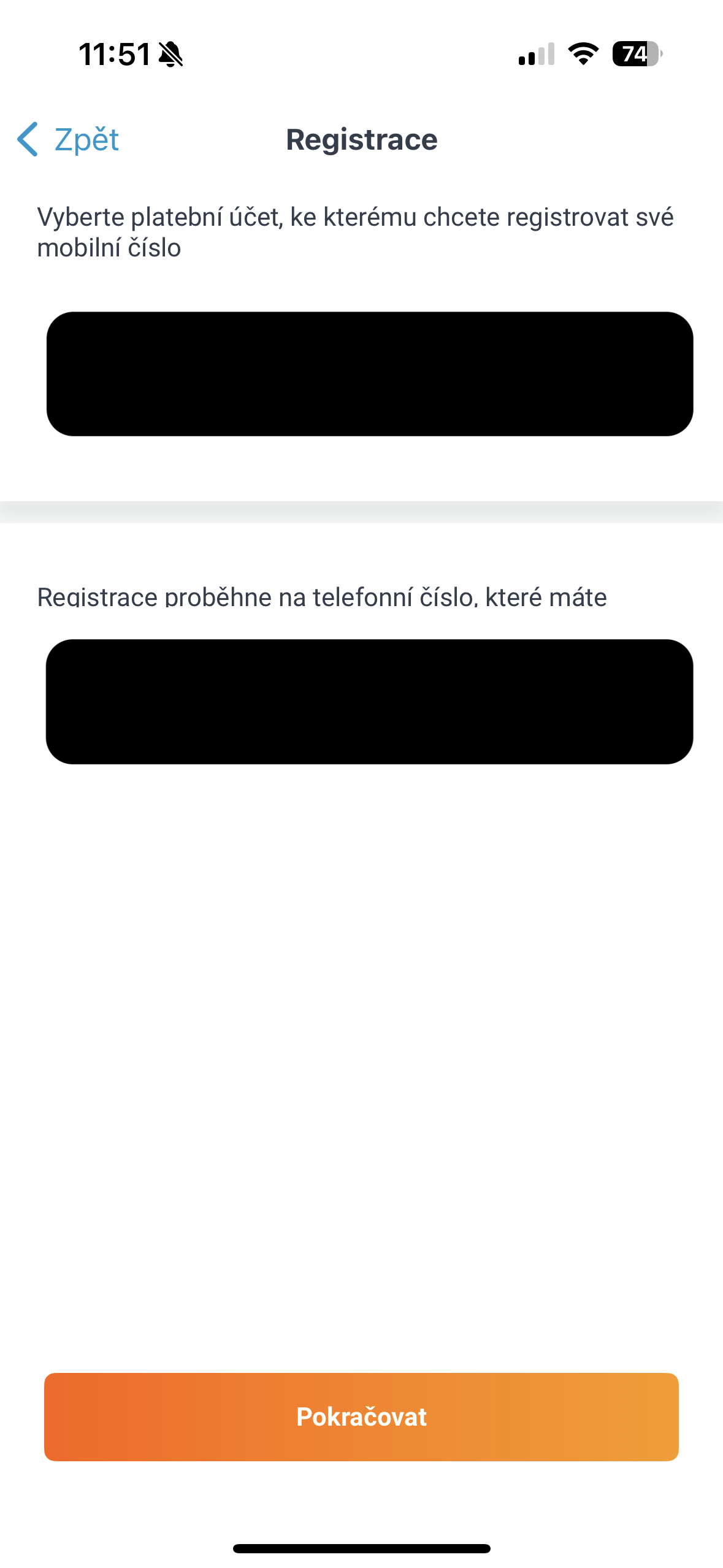 registration account selection