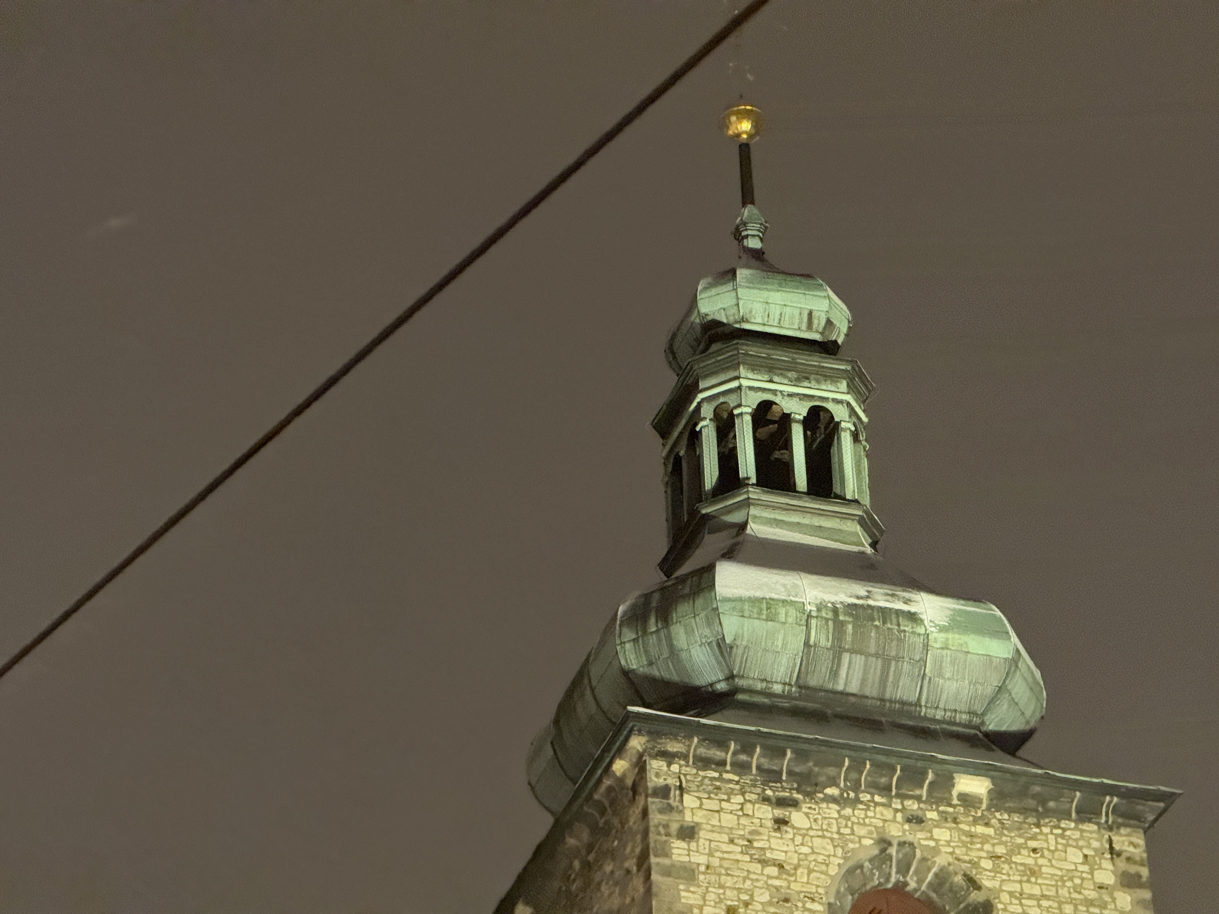 stone tower closeup night