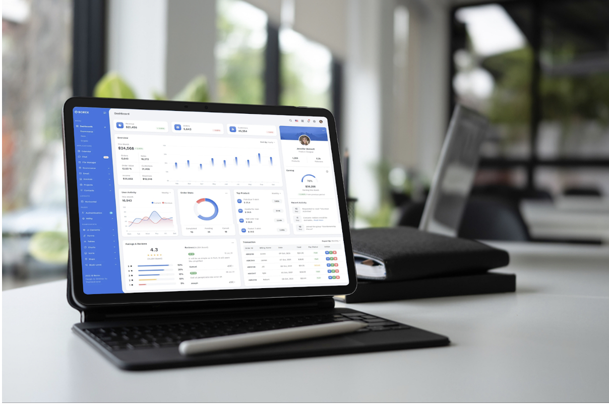 tablet with dashboard display