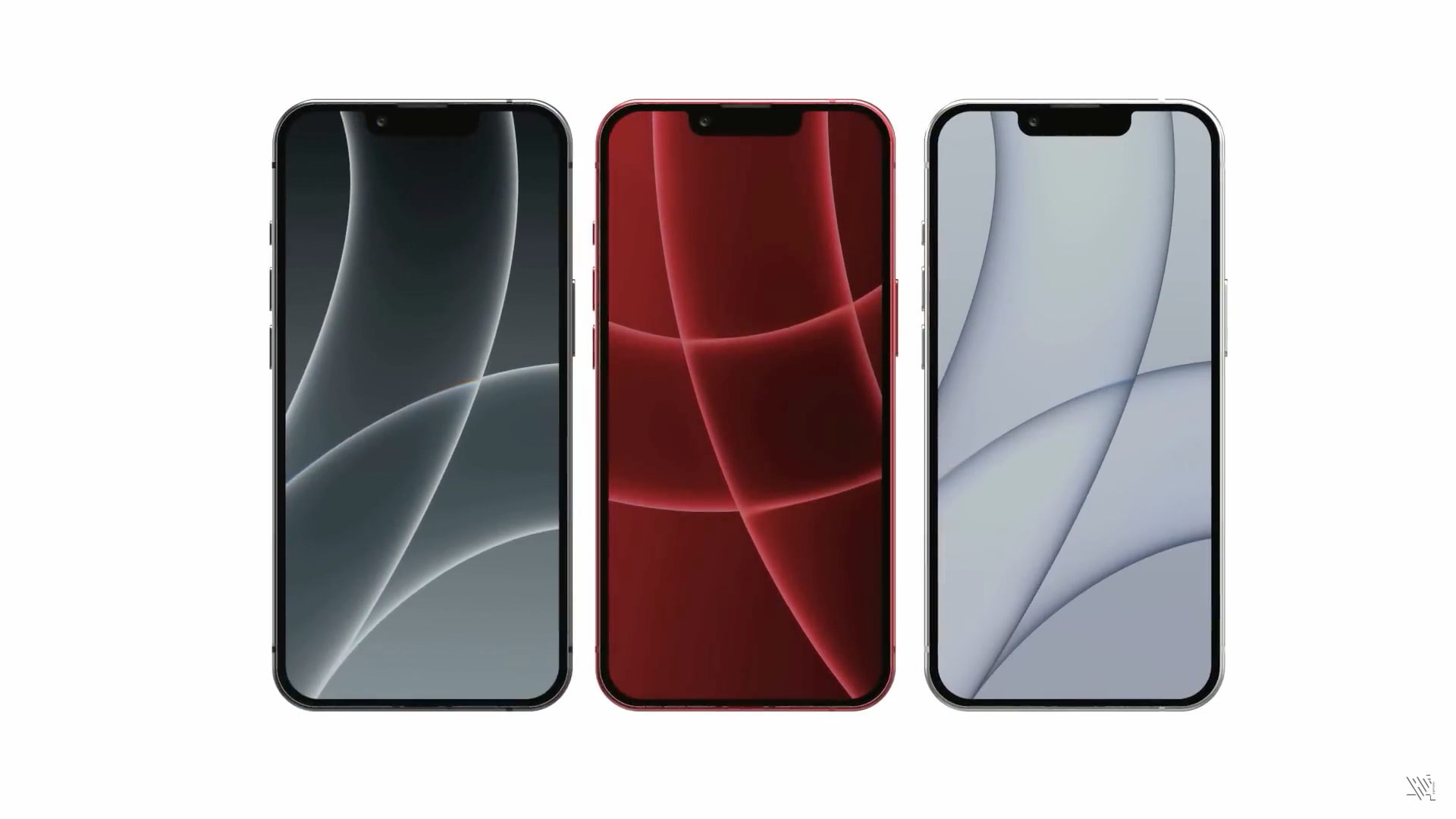 three smartphones front view