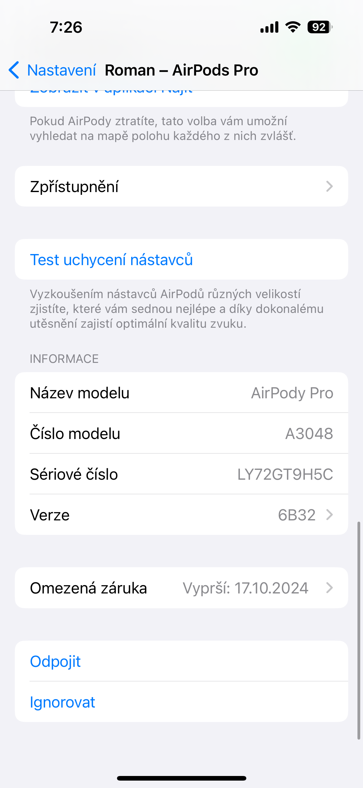 airpods pro info screen
