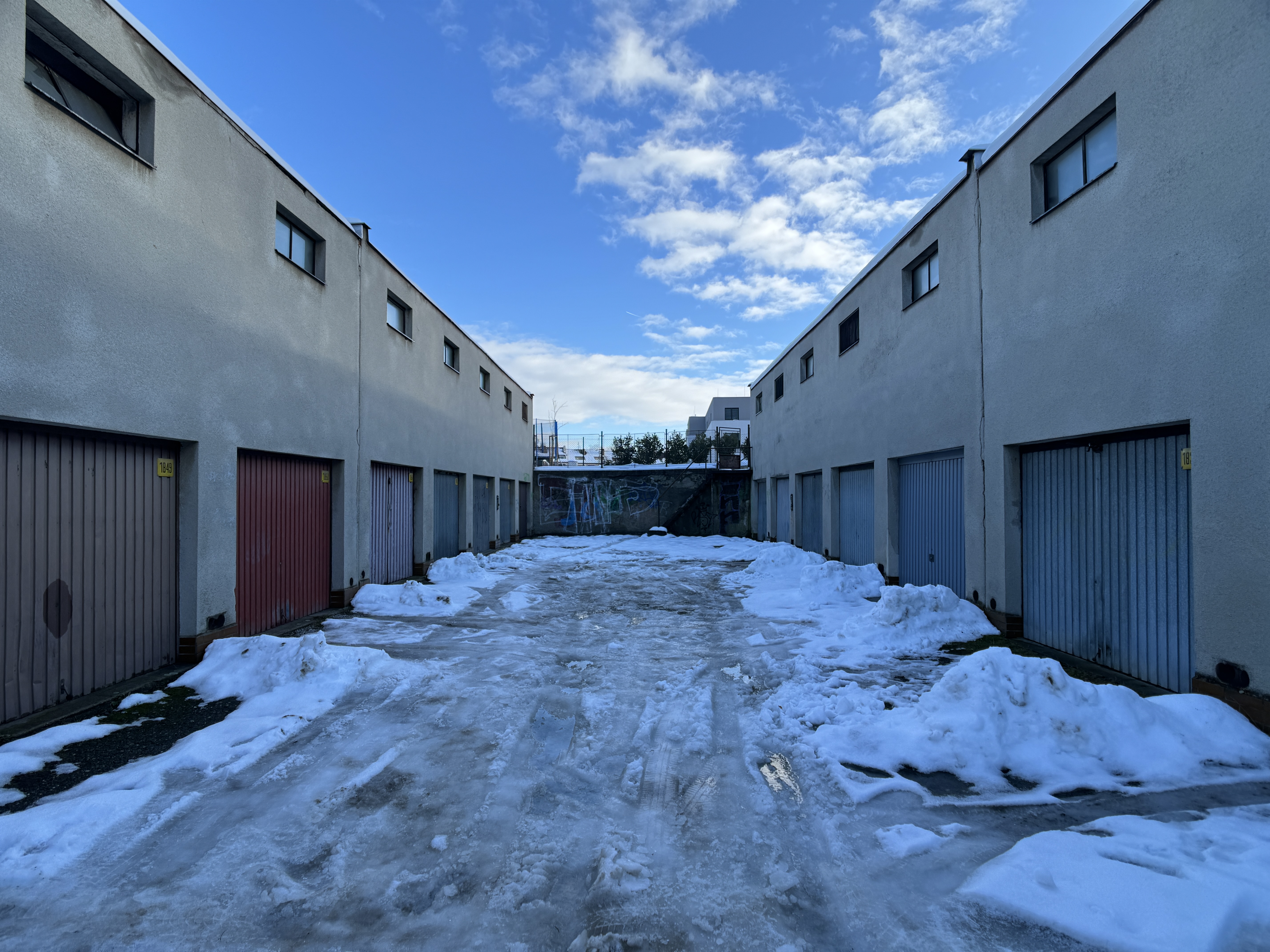 alleyway with garages