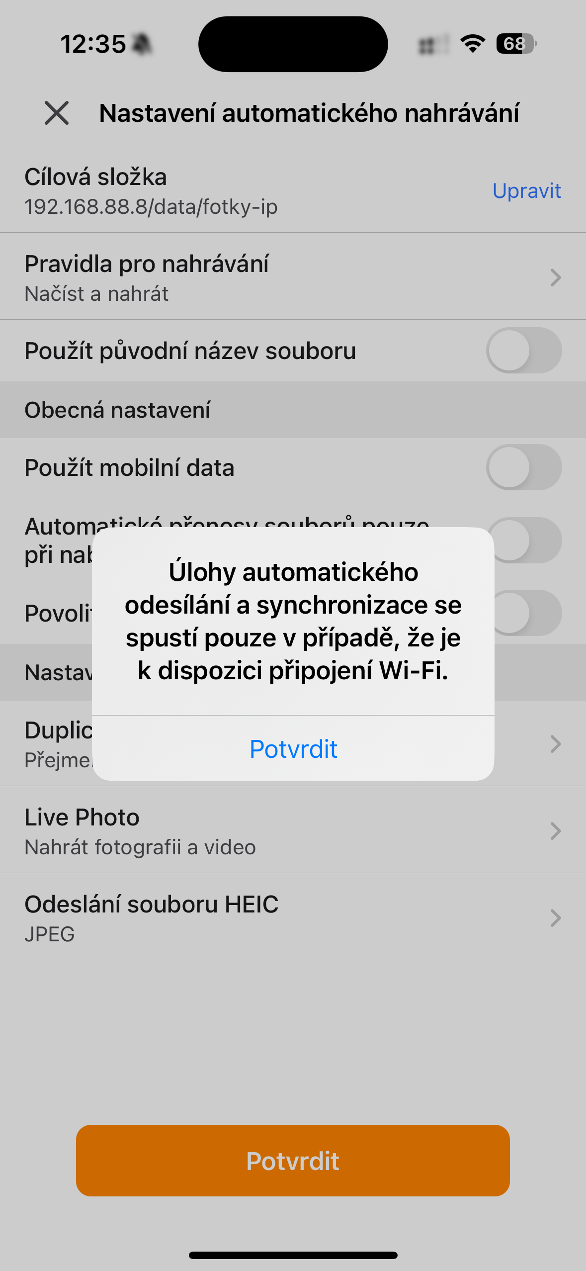 app wifi sync notice