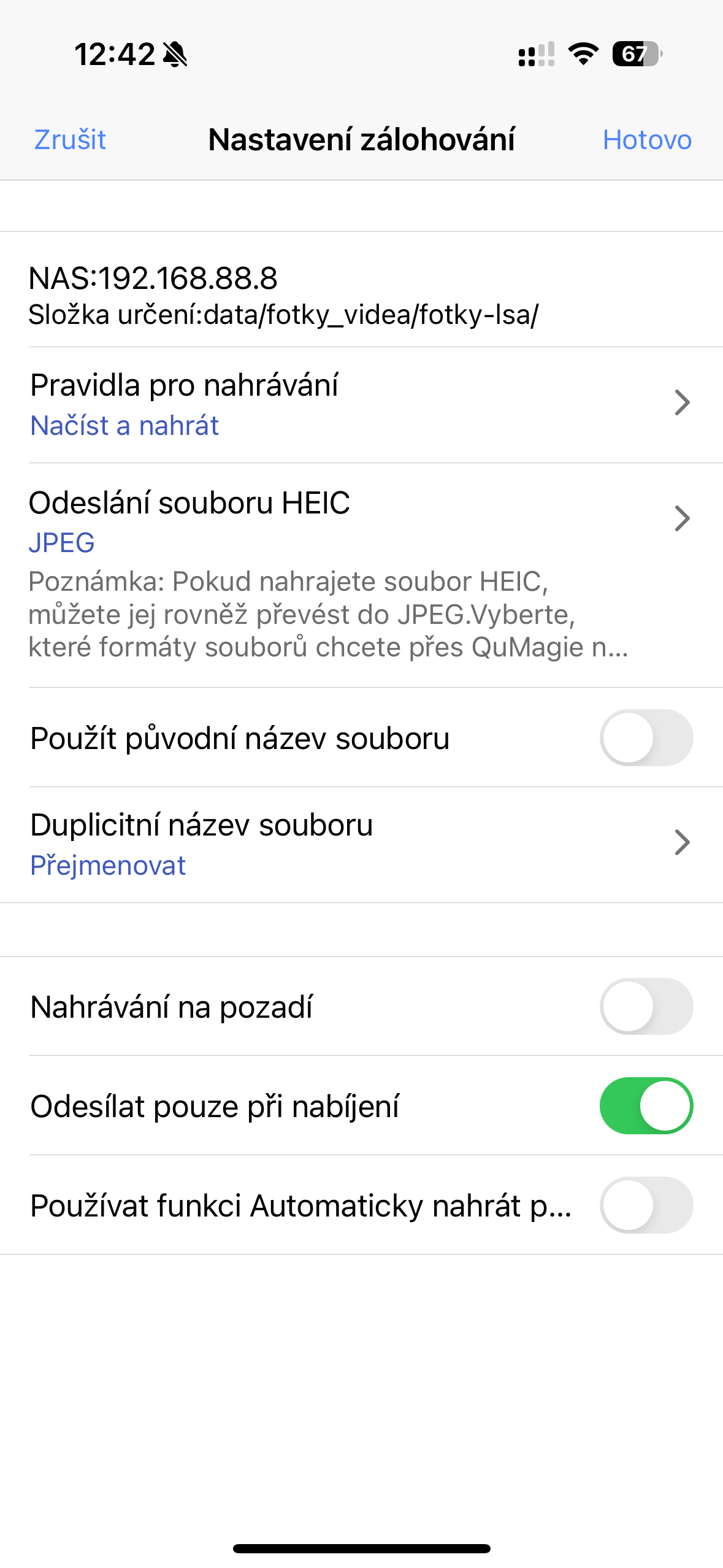backup settings enabled