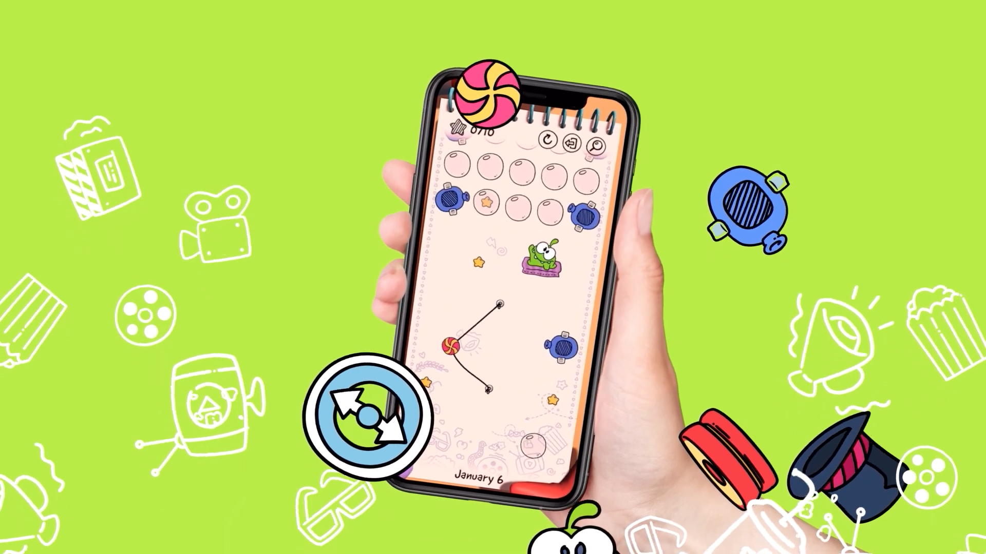 hand holding mobile game