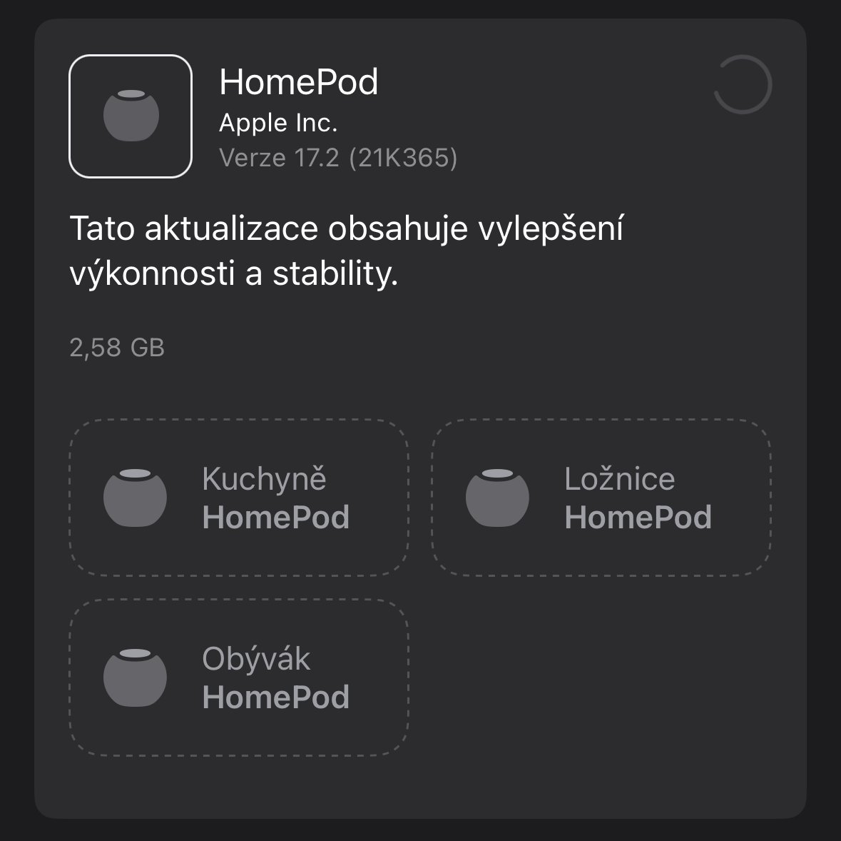 homepod update screen