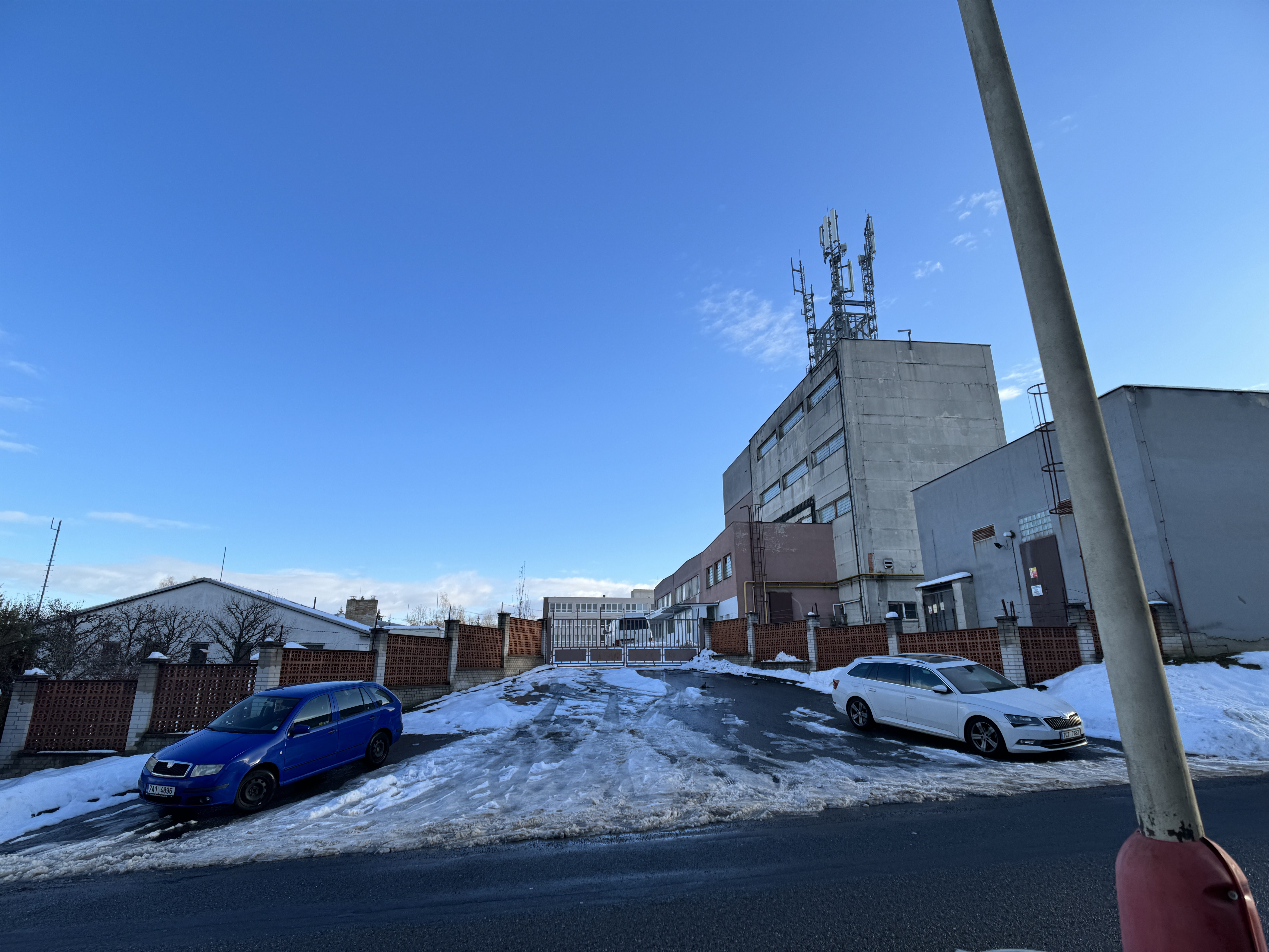industrial building with cars