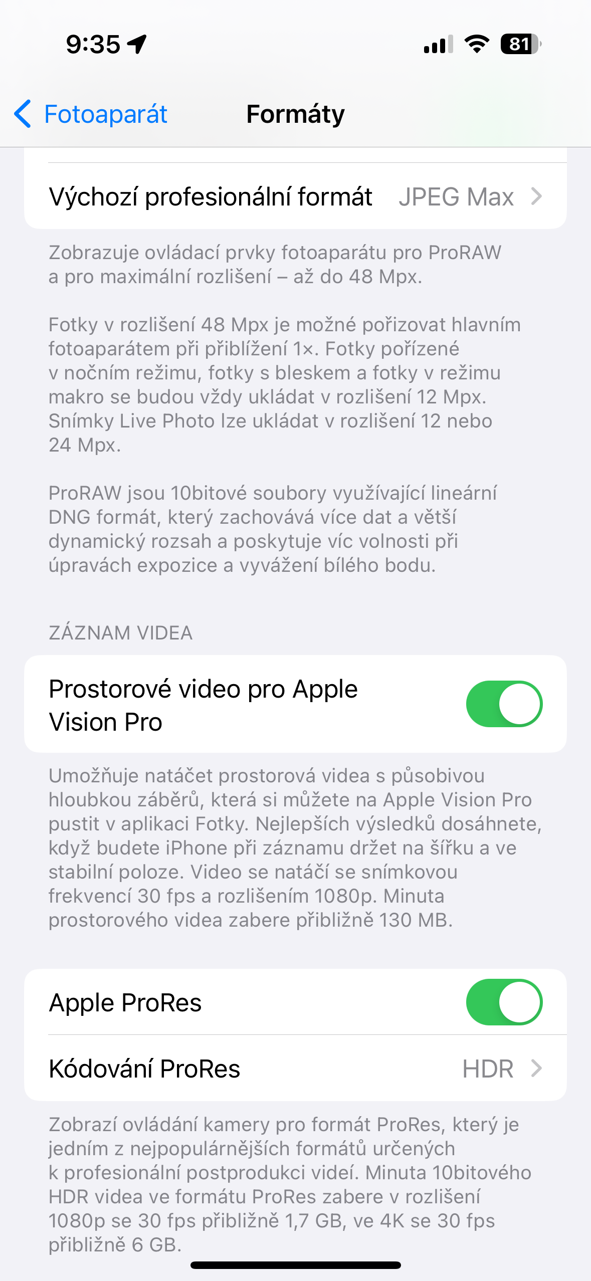 iphone camera settings screen