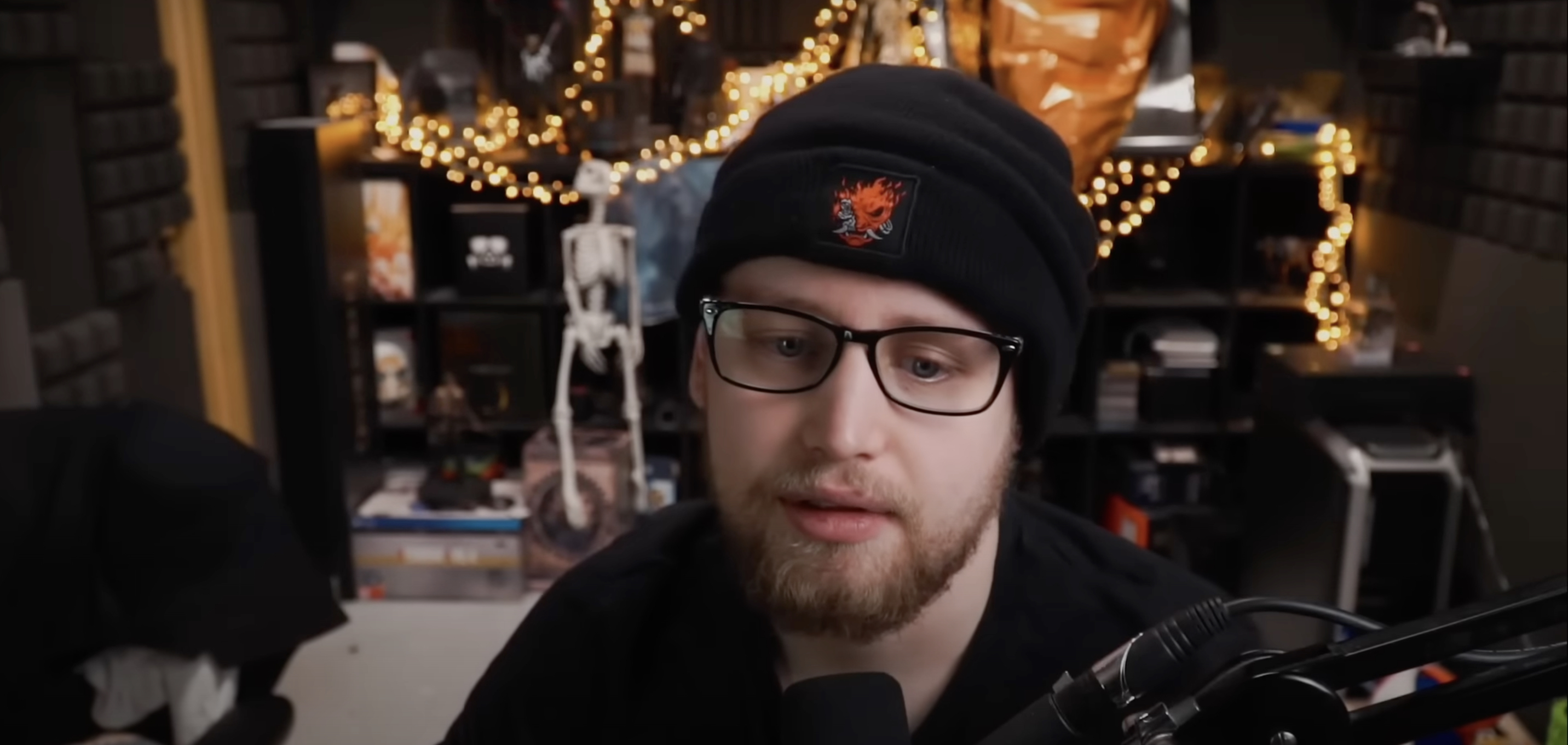 person in studio with lights