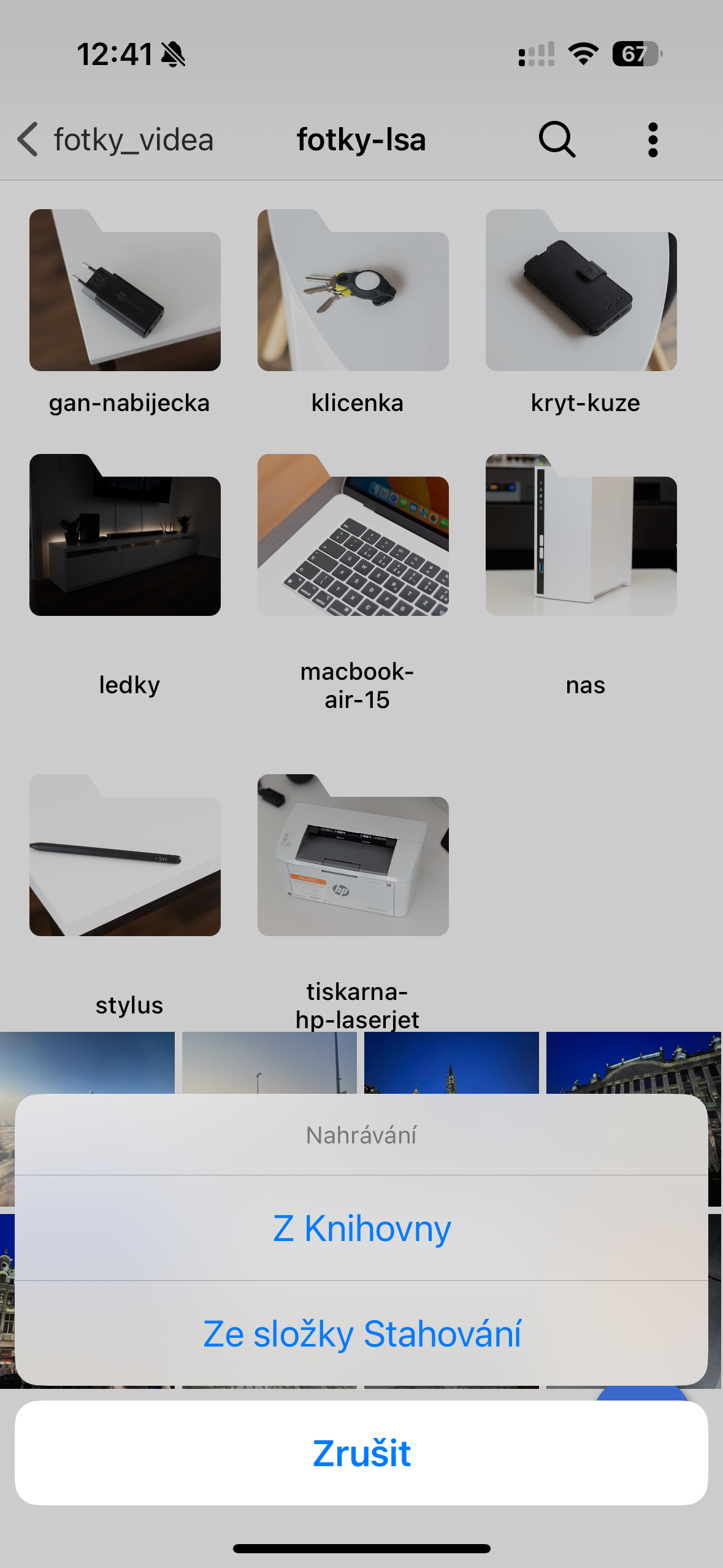 photo upload options menu