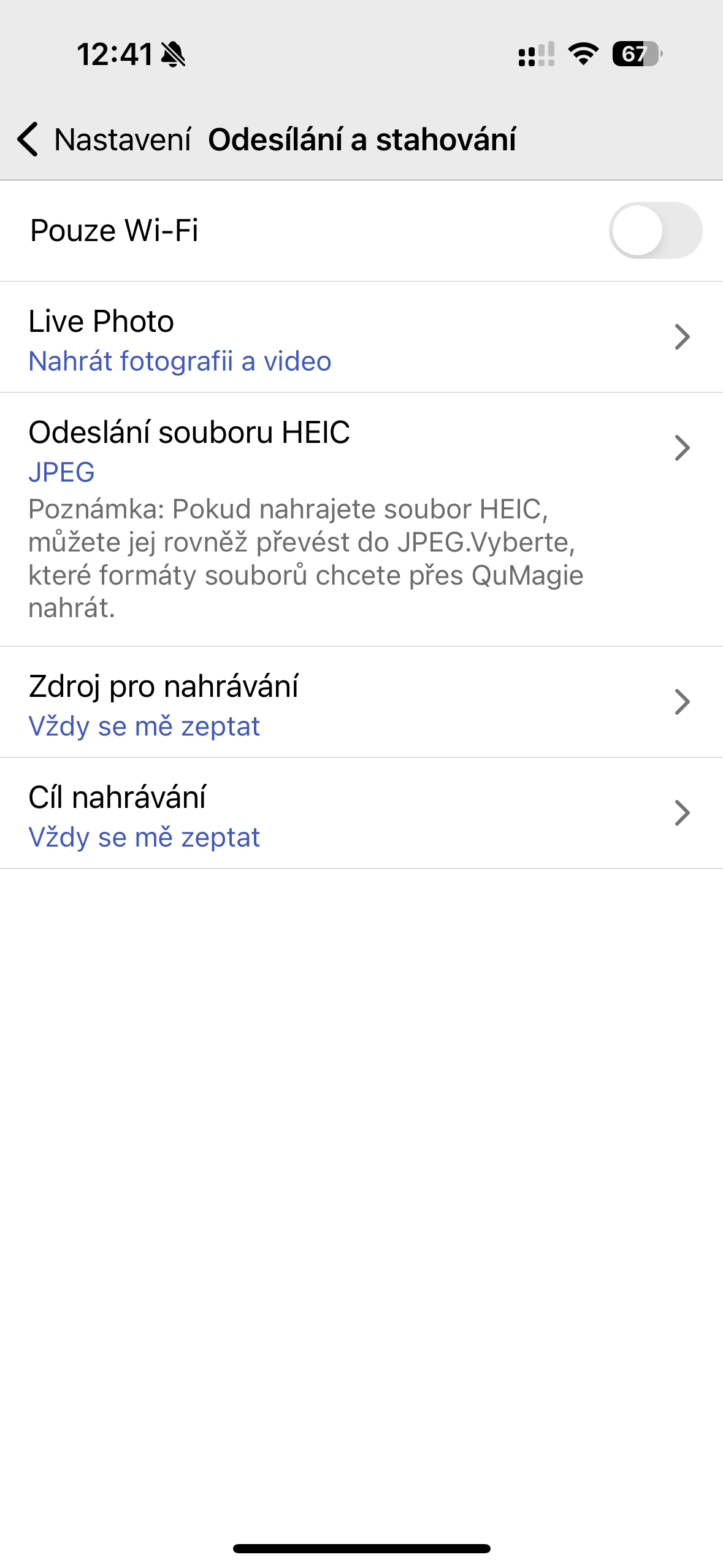 photo upload settings