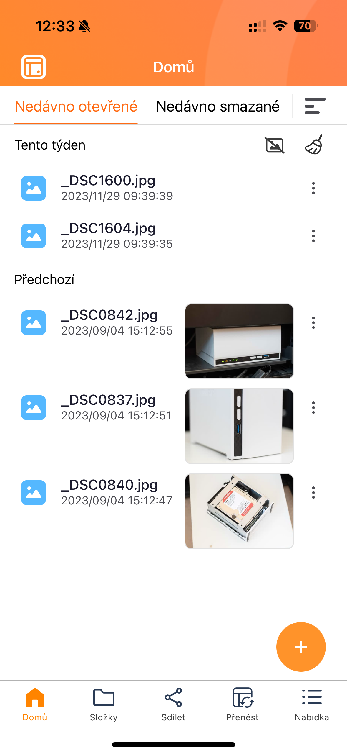 recently deleted files screen