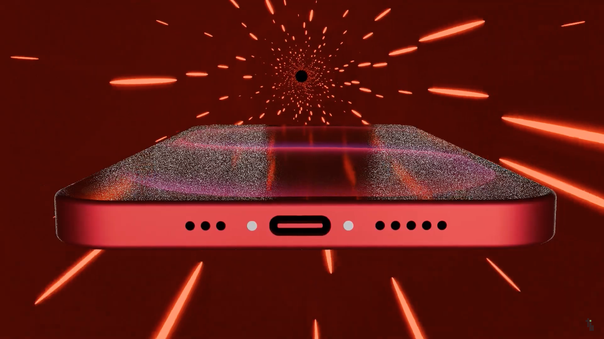 red iphone bottom view