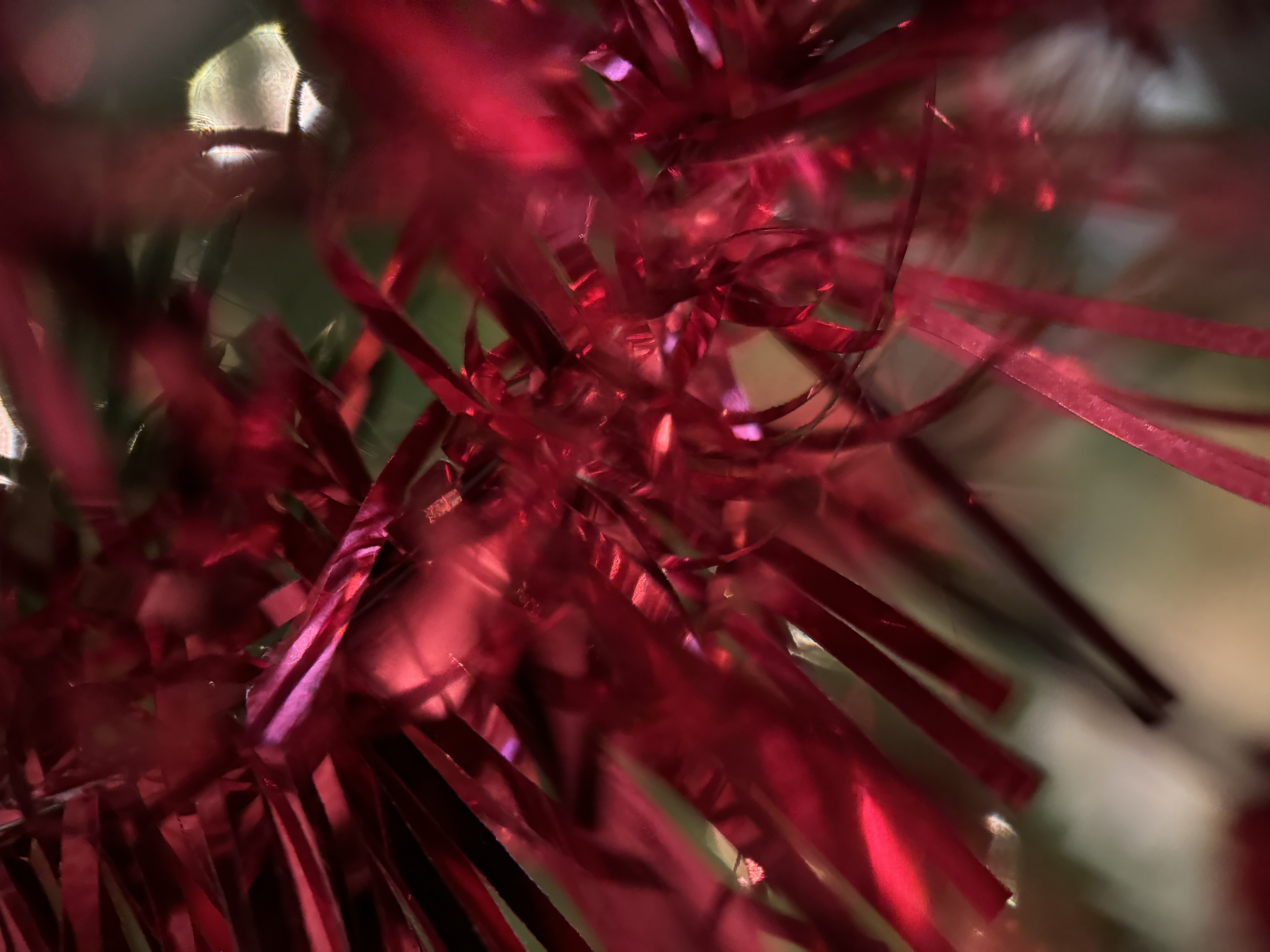 red tinsel decoration