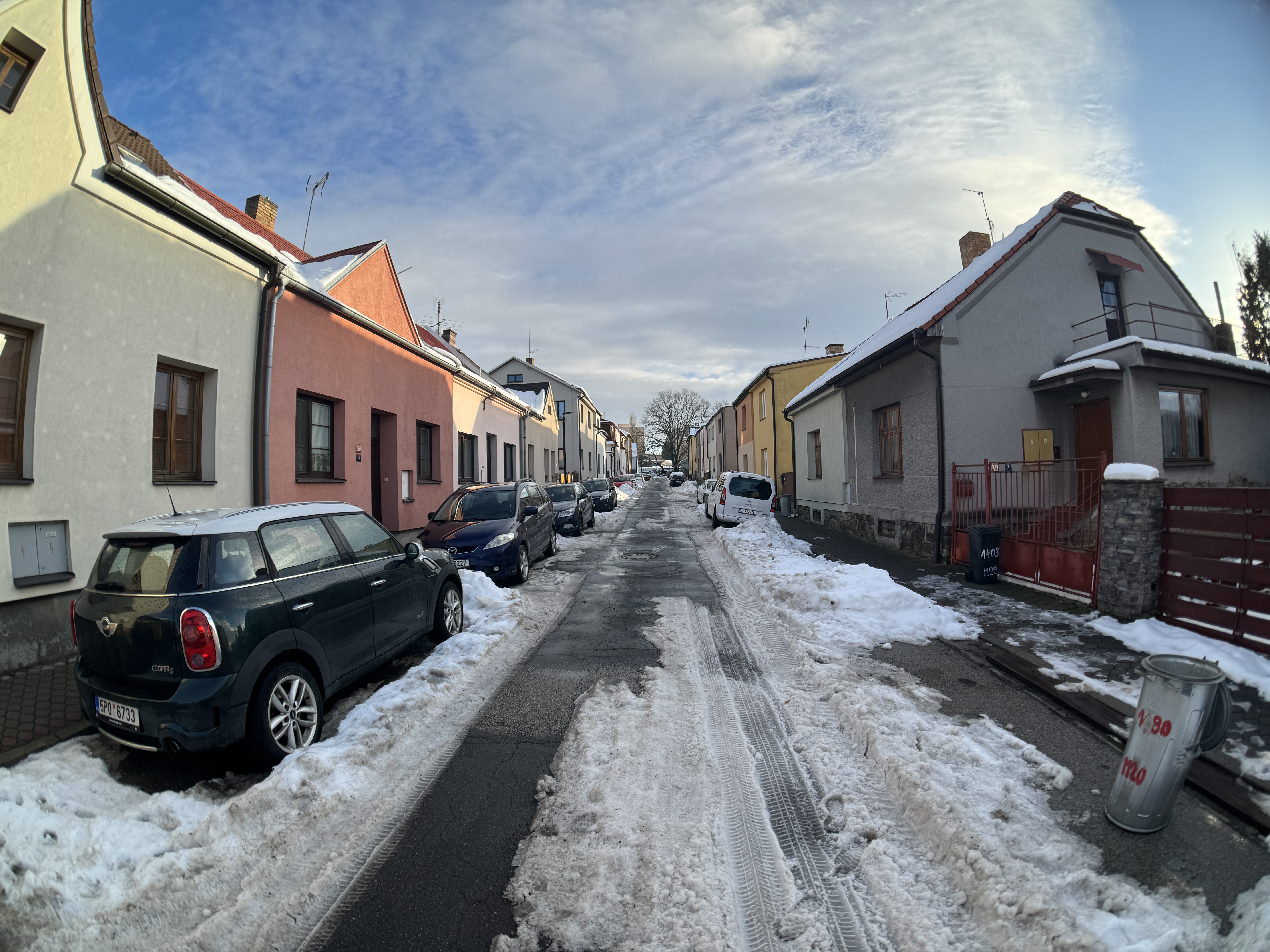 snowy residential street