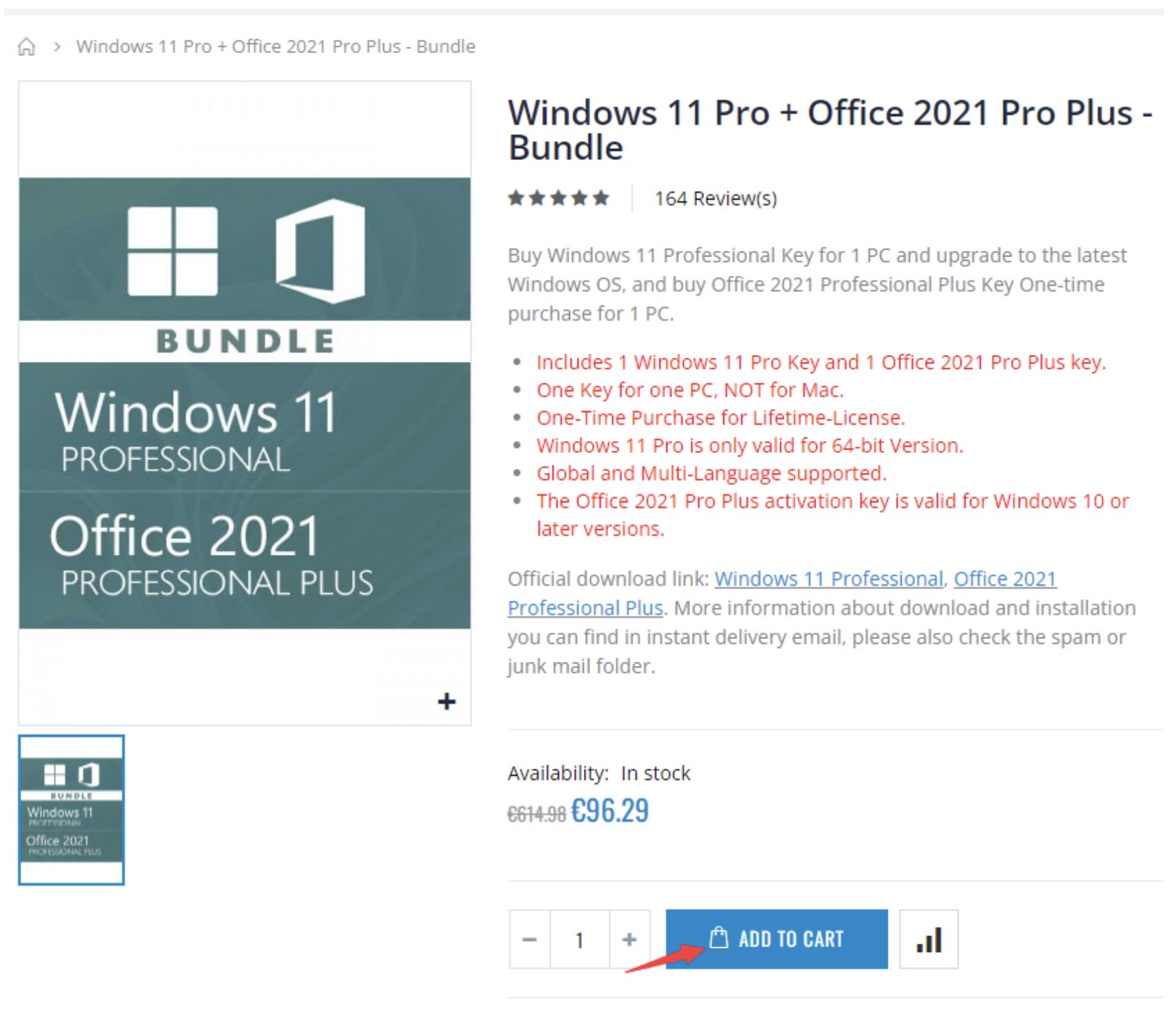 software bundle purchase page